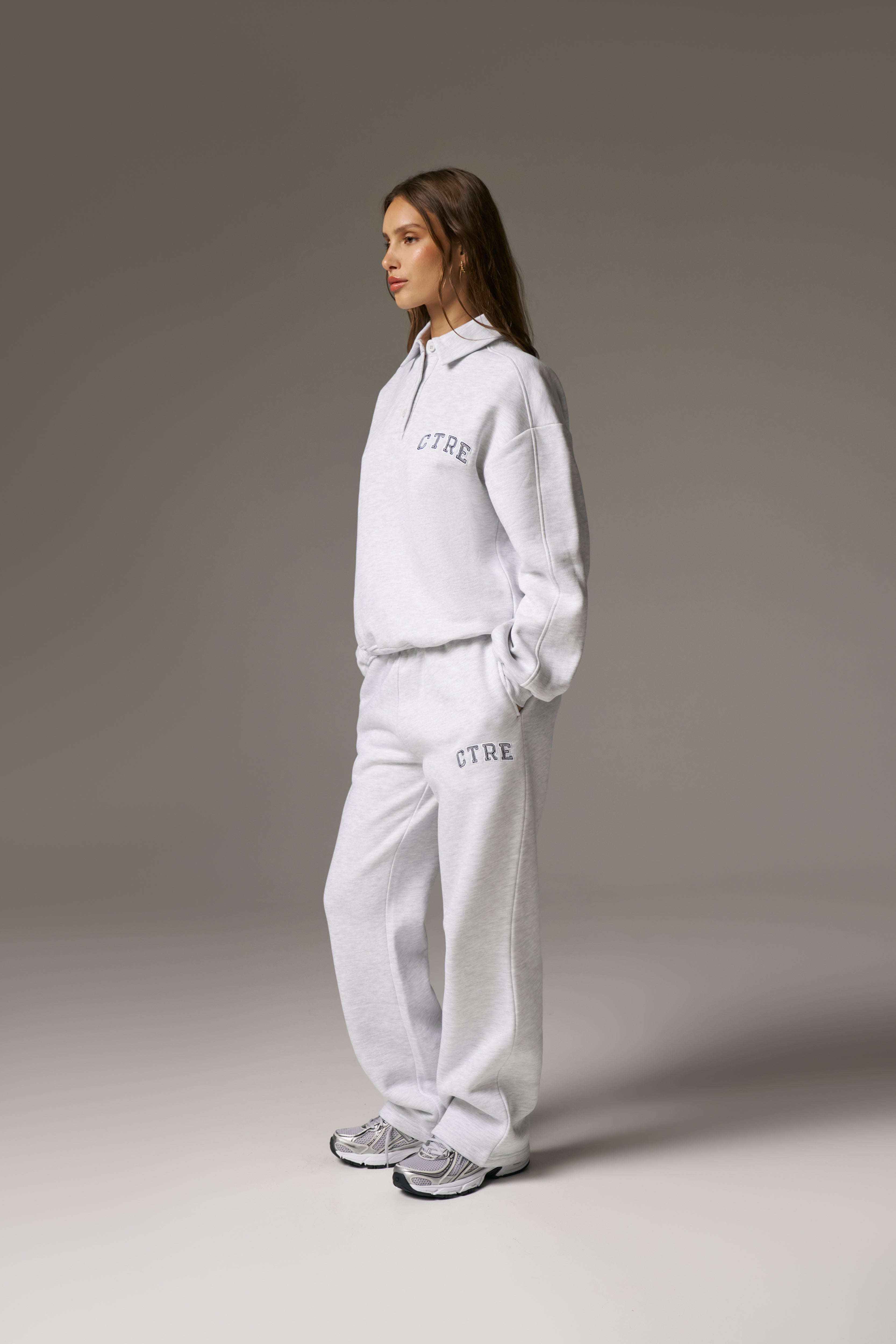 CTRE BUTTON THROUGH POLO - GREY MARL