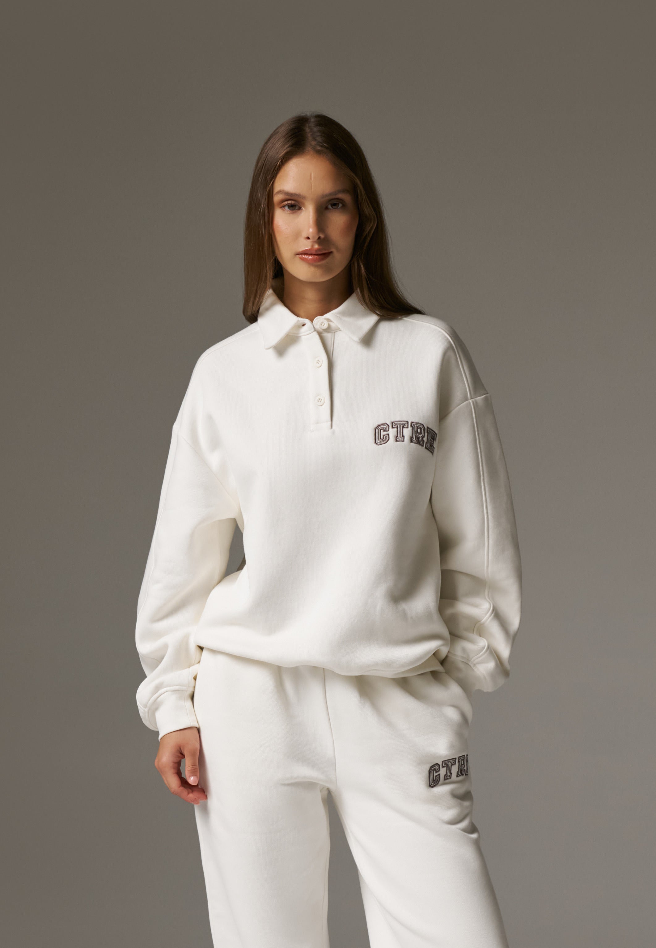 CTRE BUTTON THROUGH POLO - OFF WHITE