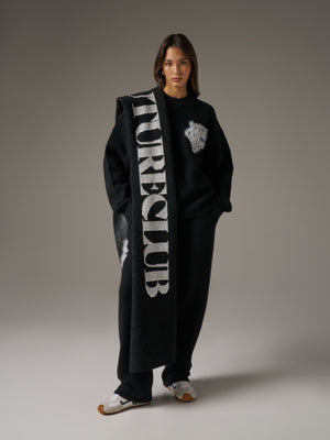 FLUFFY KNIT COPYRIGHT SCARF - BLACK