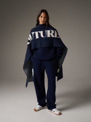 COPYRIGHT KNIT SCARF - NAVY