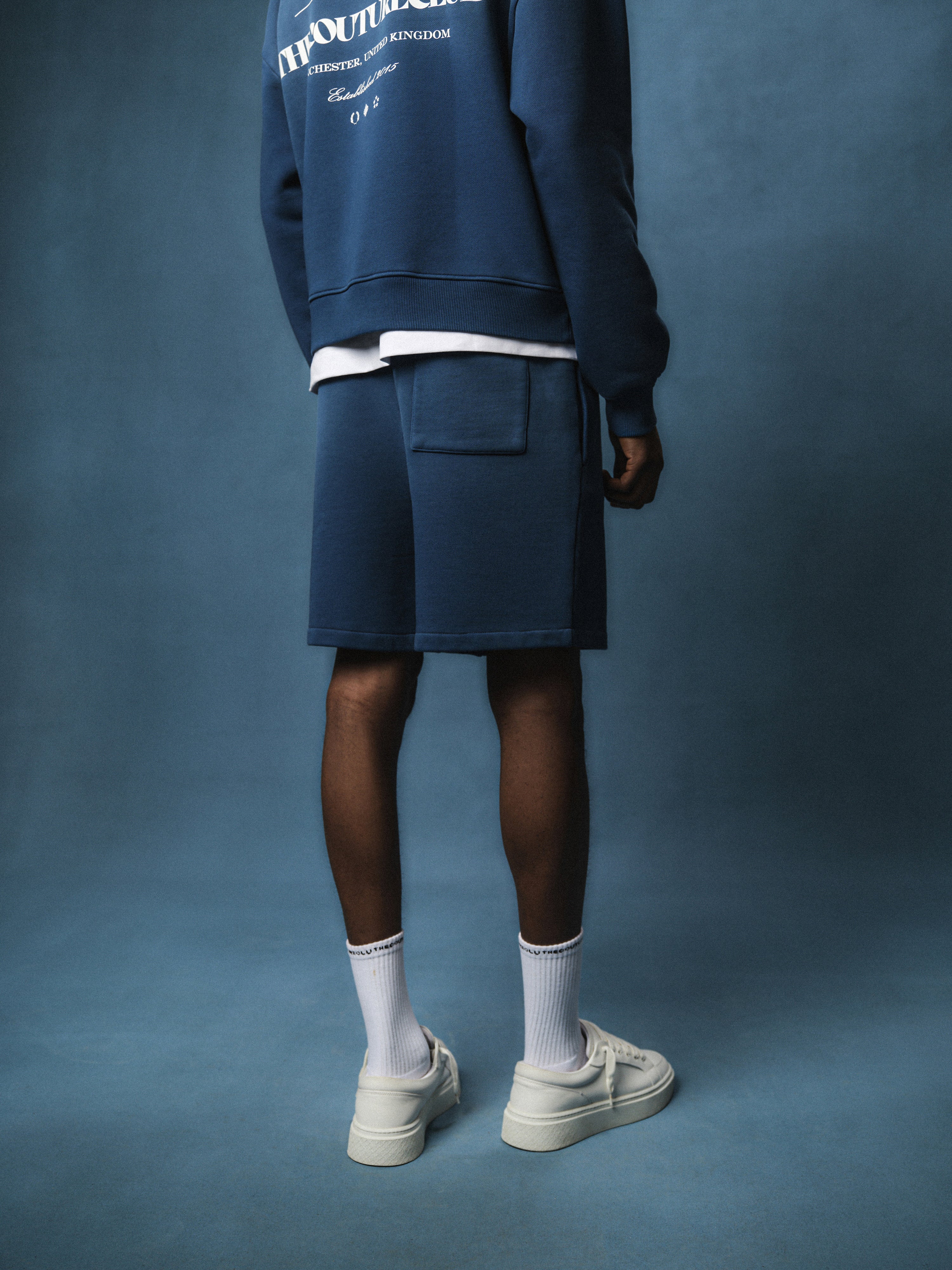 SPRAY WASH COPYRIGHT MULTI GRAPHIC SHORTS - BLUE