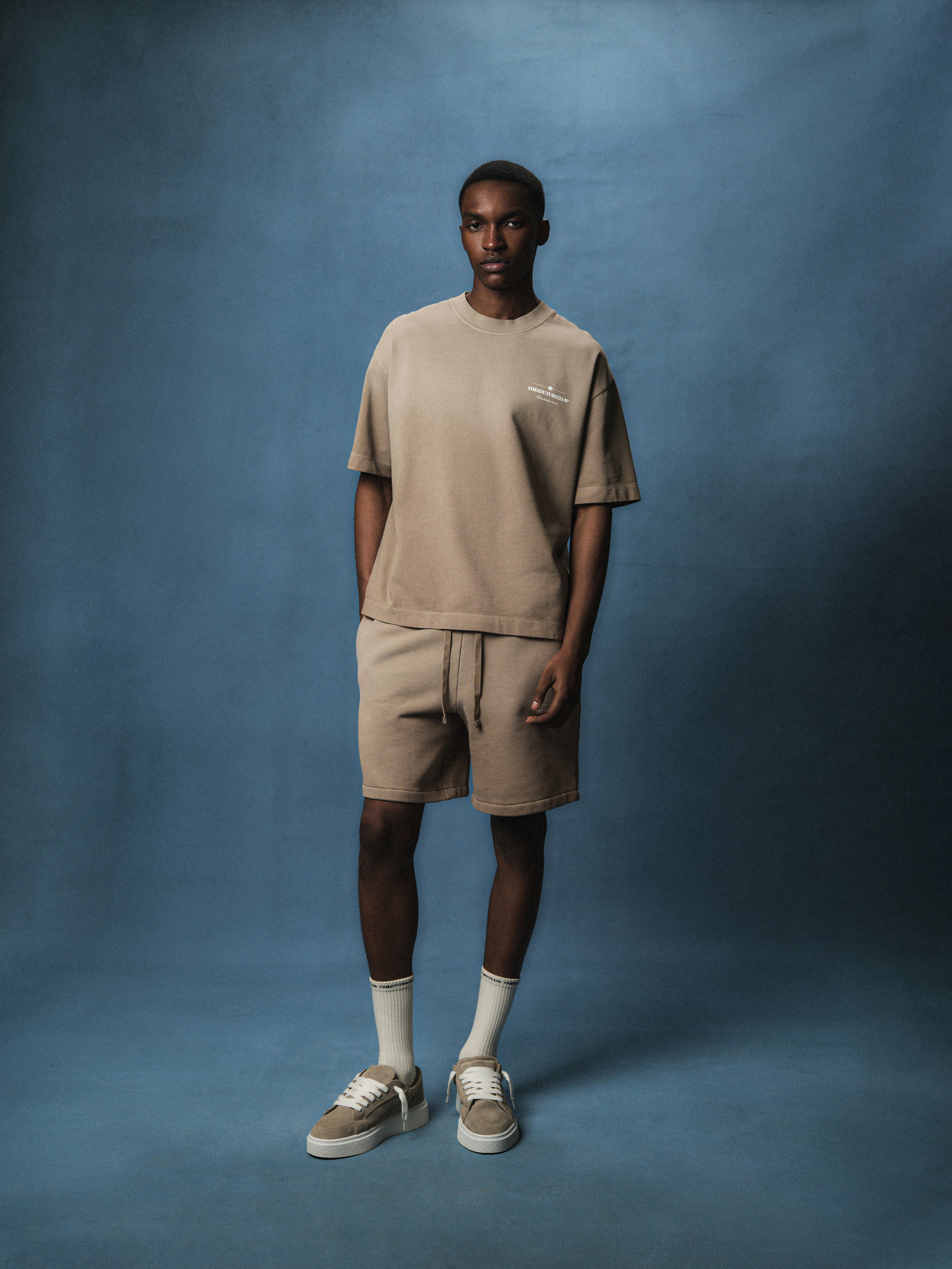 SPRAY WASH COPYRIGHT MULTI GRAPHIC T-SHIRT - BEIGE