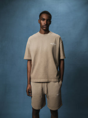 SPRAY WASH COPYRIGHT MULTI GRAPHIC T-SHIRT - BEIGE