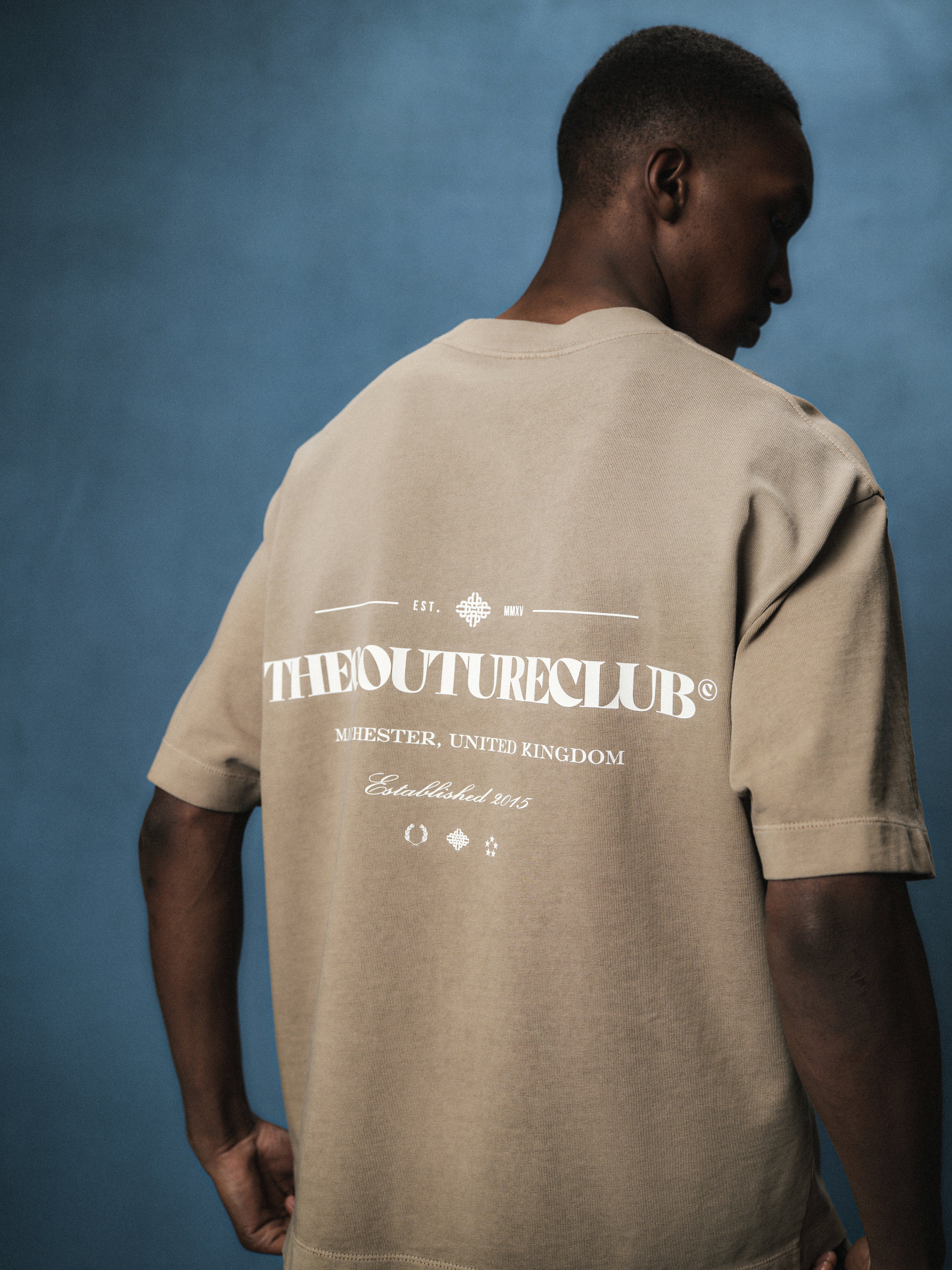 SPRAY WASH COPYRIGHT MULTI GRAPHIC T-SHIRT - BEIGE