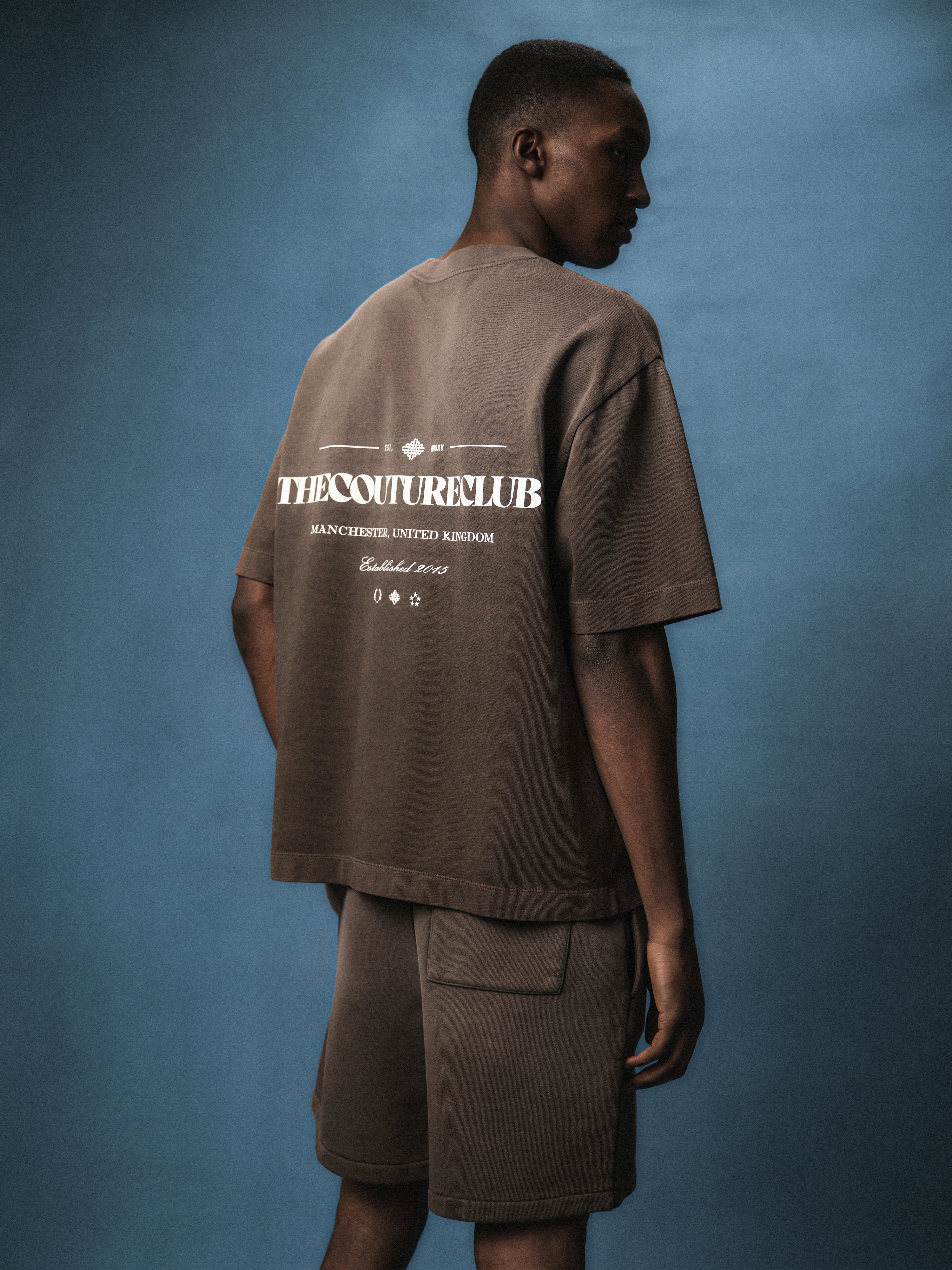 SPRAY WASH COPYRIGHT MULTI GRAPHIC T-SHIRT - BROWN