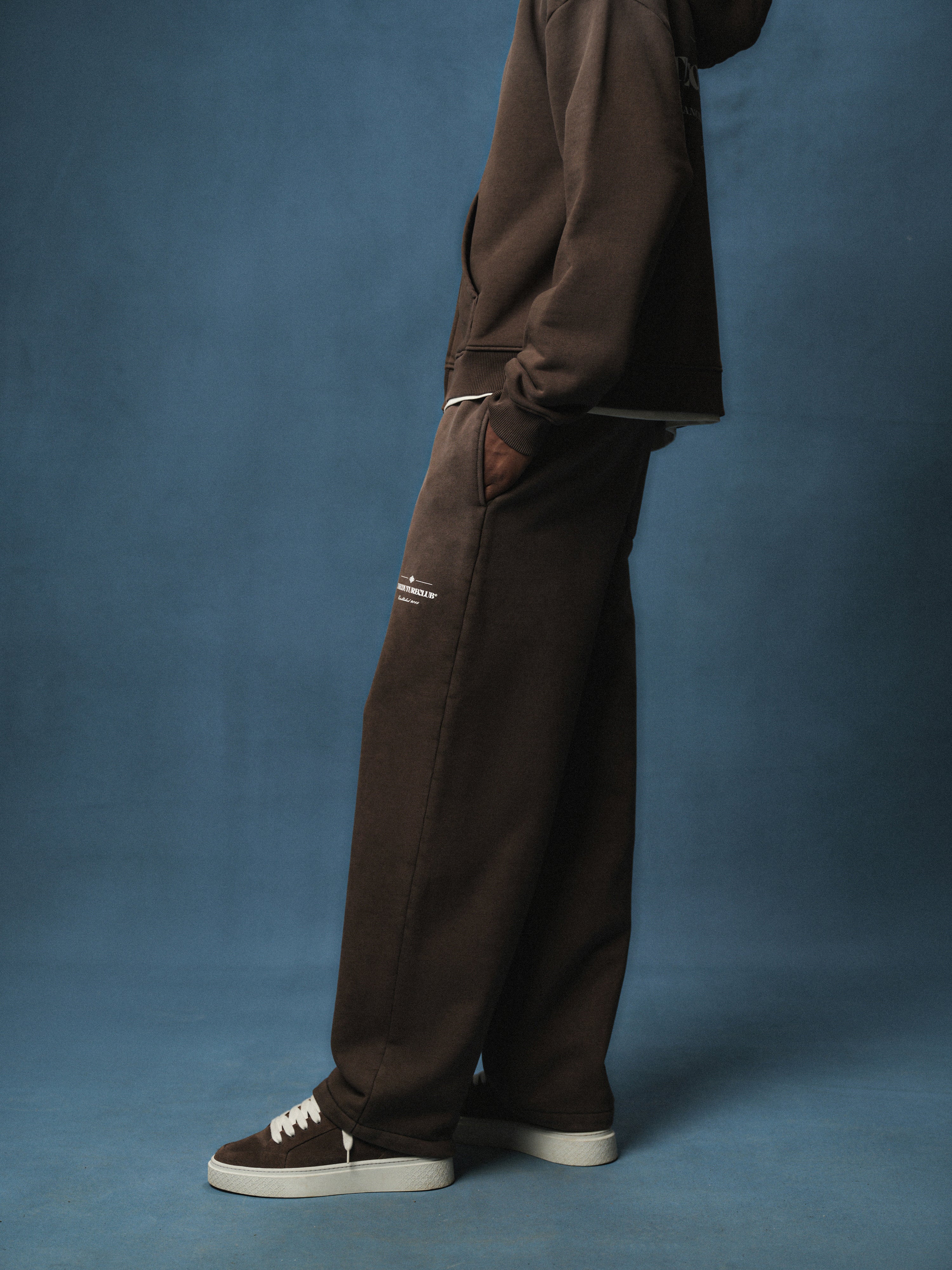 SPRAY WASH COPYRIGHT MULTI GRAPHIC JOGGERS - BROWN