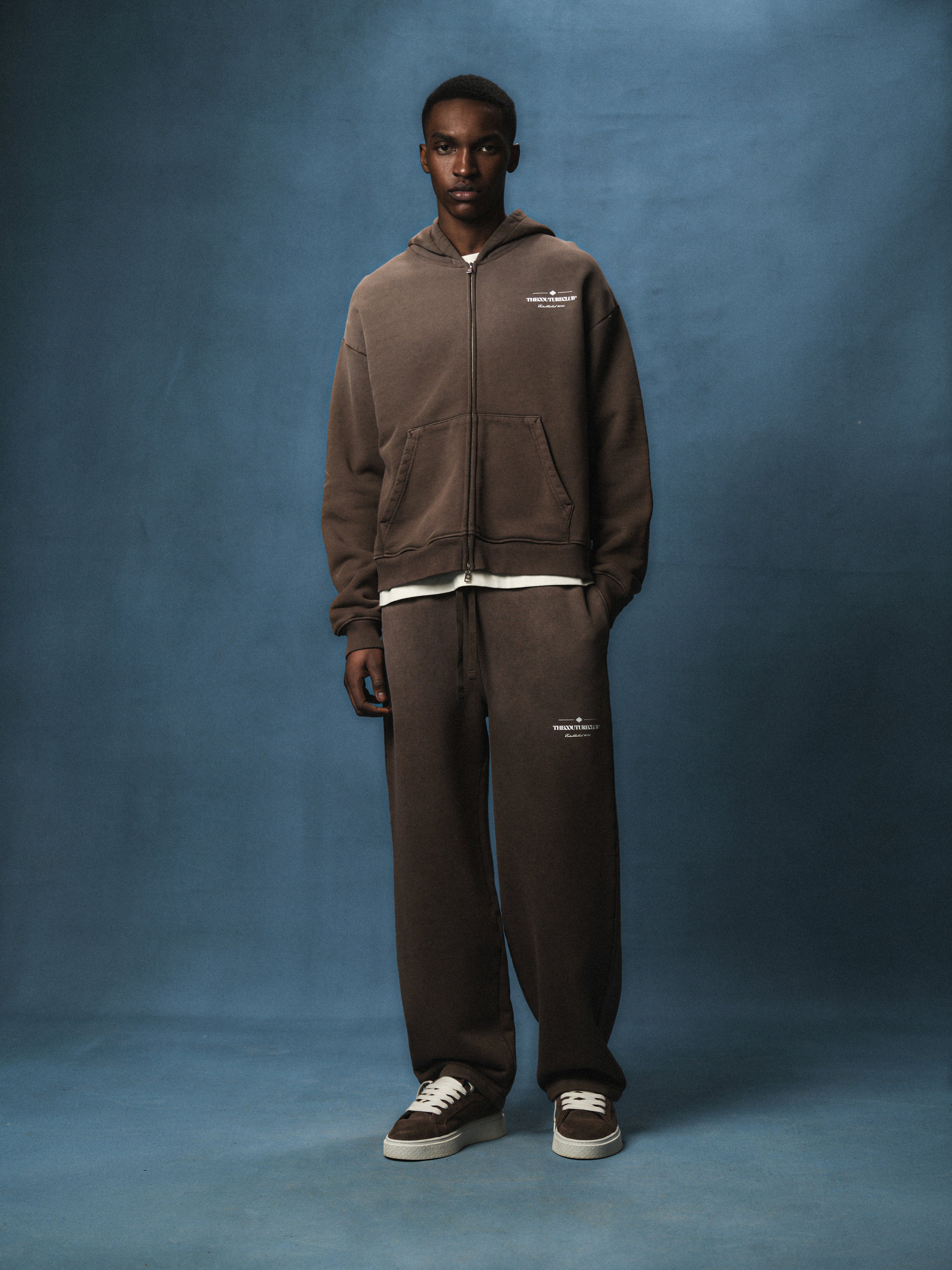 SPRAY WASH COPYRIGHT MULTI GRAPHIC JOGGERS - BROWN