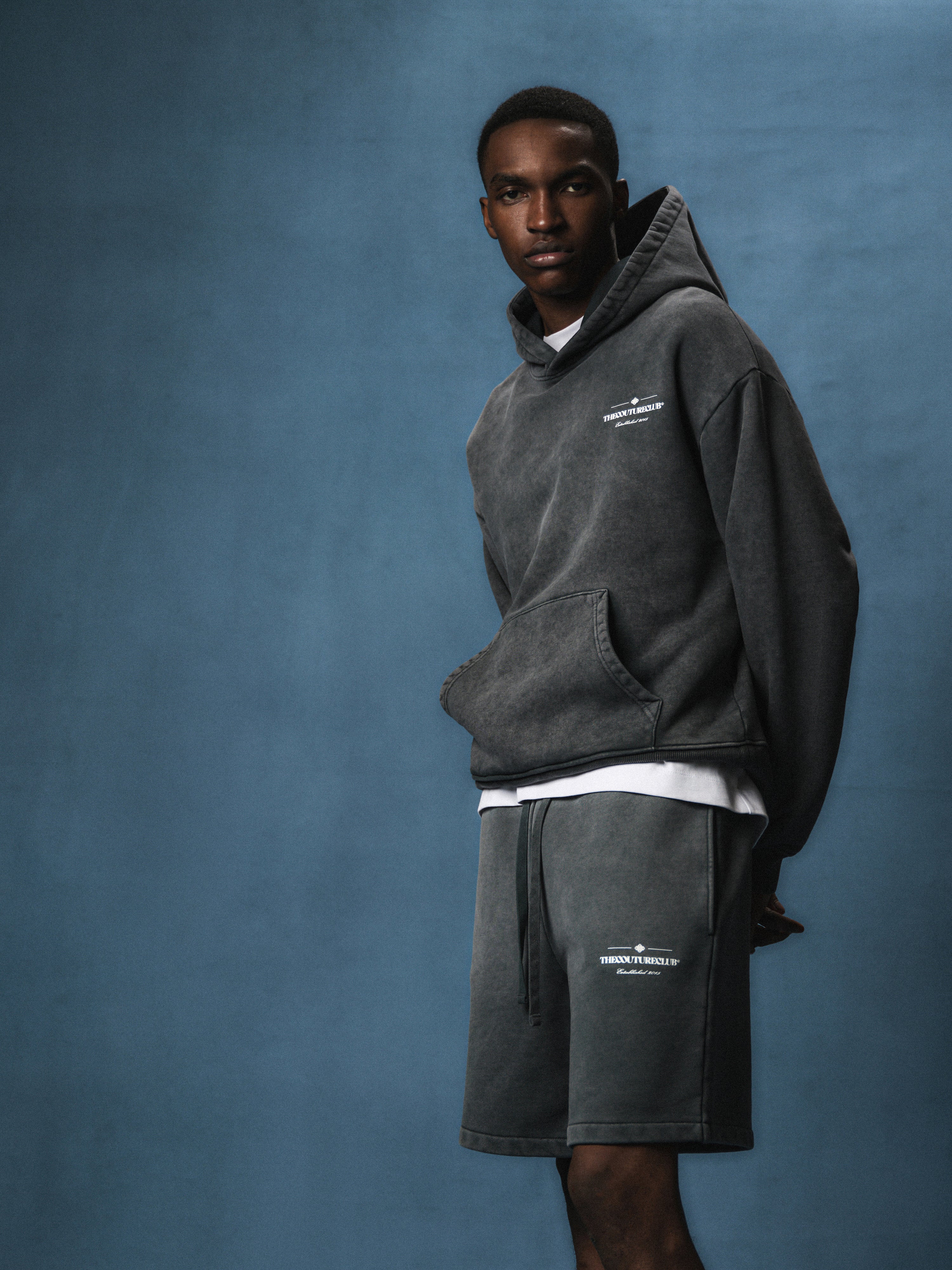 SPRAY WASH COPYRIGHT MULTI GRAPHIC HOODIE - BLACK