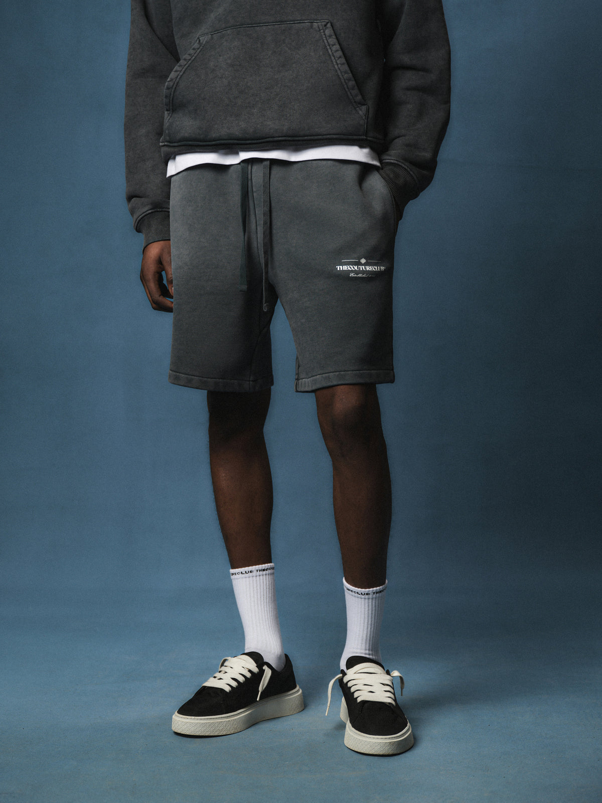 SPRAY WASH COPYRIGHT MULTI GRAPHIC SHORTS - BLACK