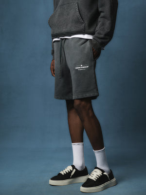 SPRAY WASH COPYRIGHT MULTI GRAPHIC SHORTS - BLACK