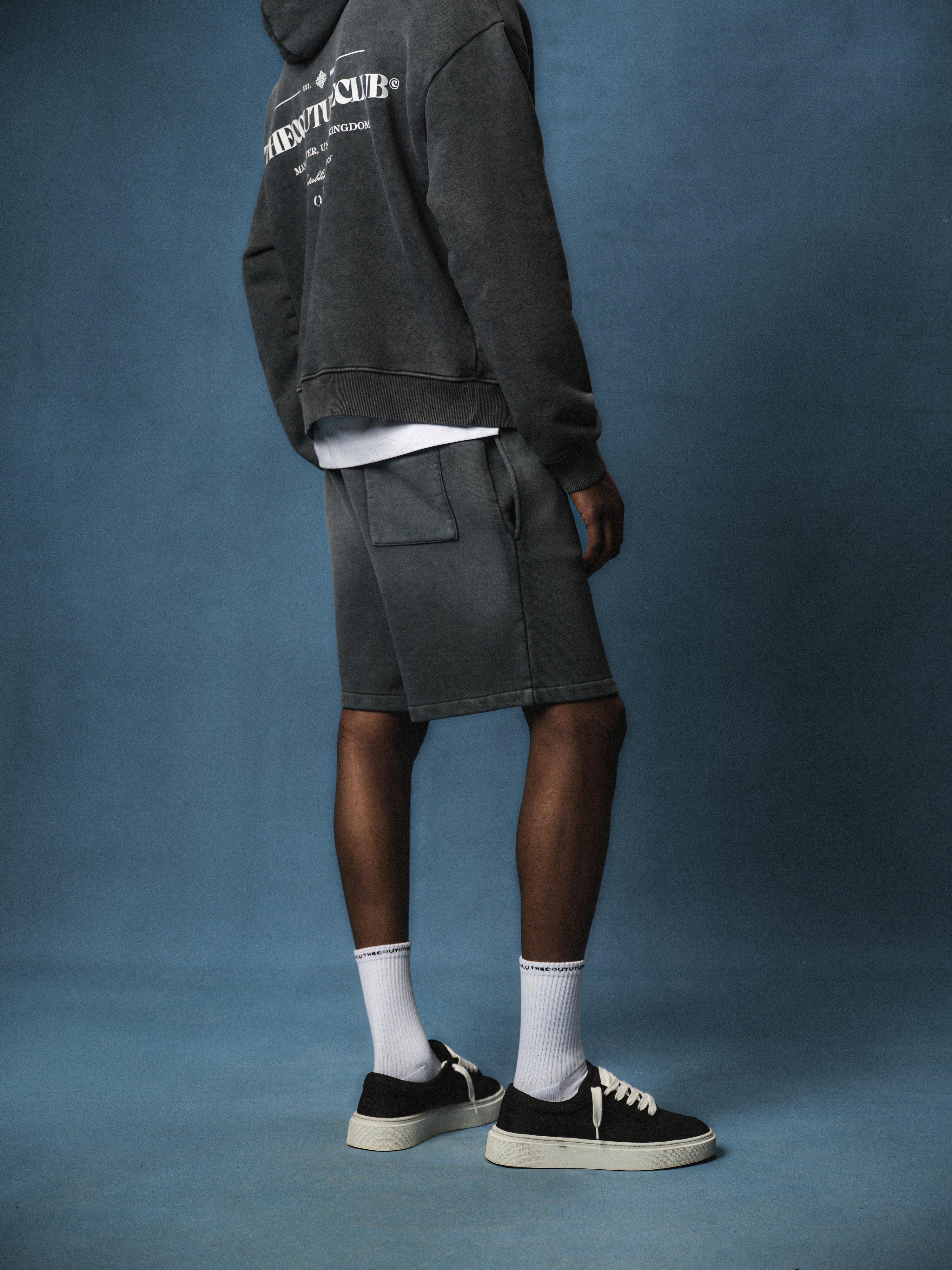 SPRAY WASH COPYRIGHT MULTI GRAPHIC SHORTS - BLACK