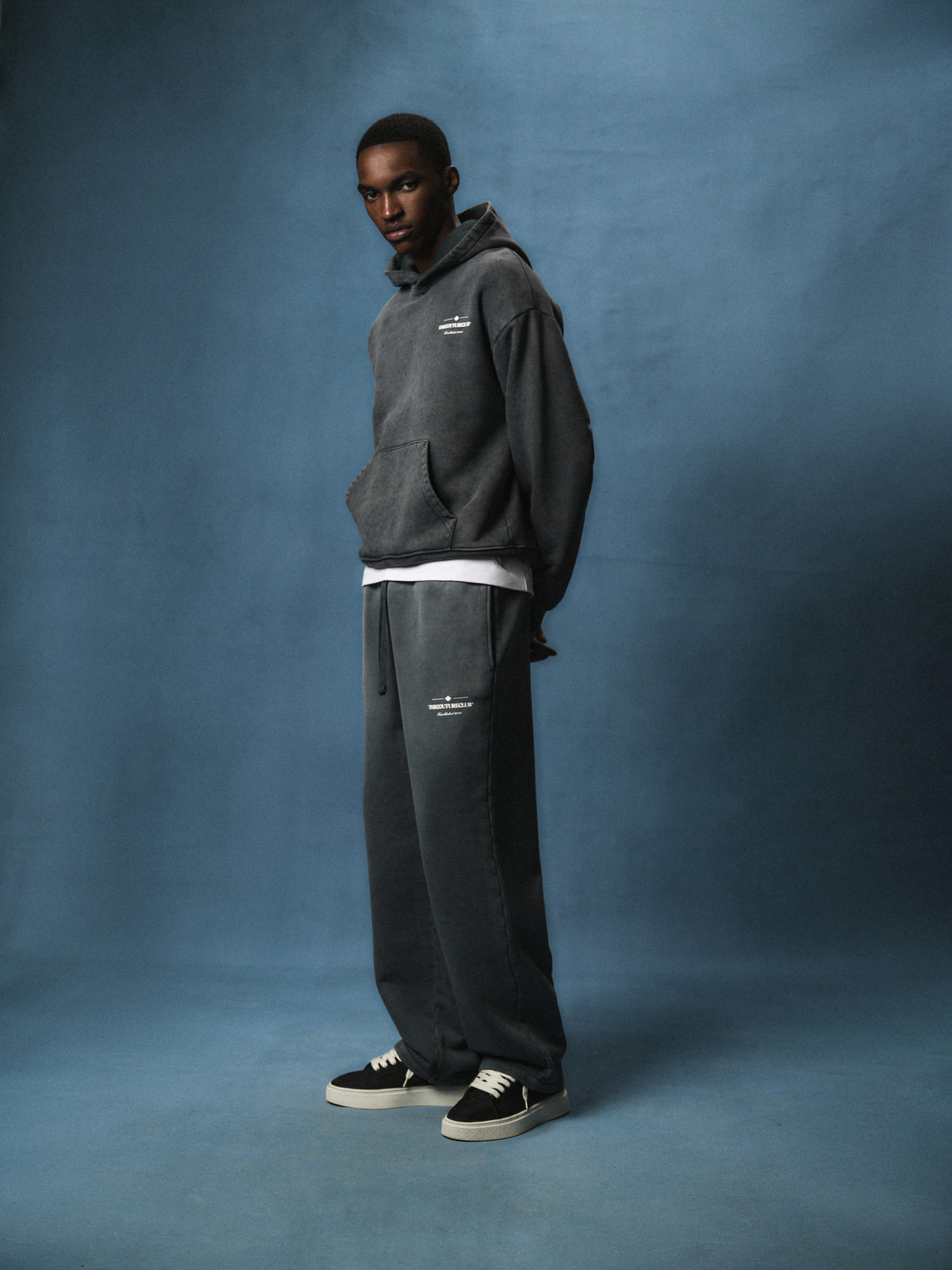 SPRAY WASH COPYRIGHT MULTI GRAPHIC JOGGERS - BLACK
