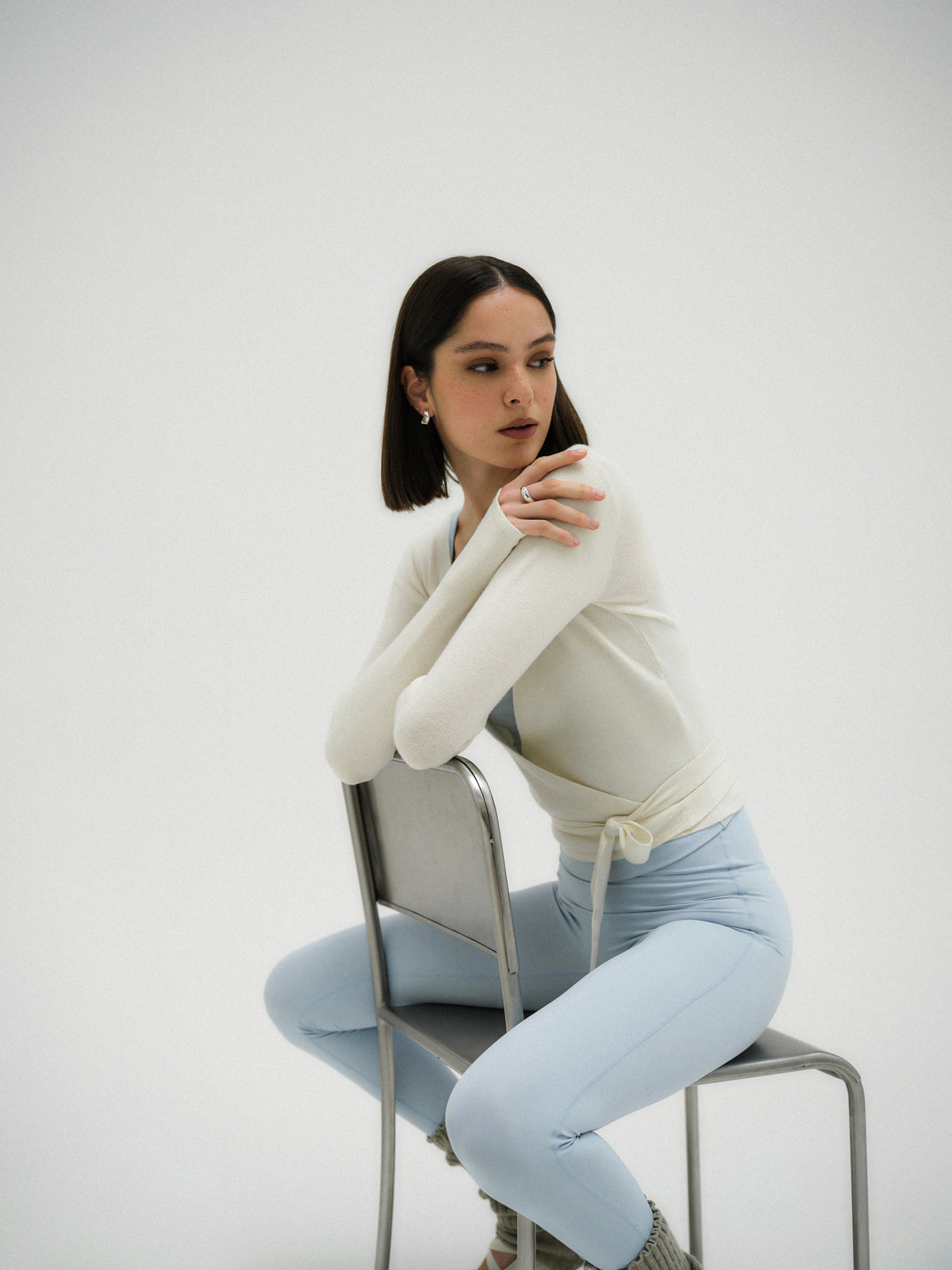 WRAP AROUND KNIT CARDIGAN - OFF WHITE