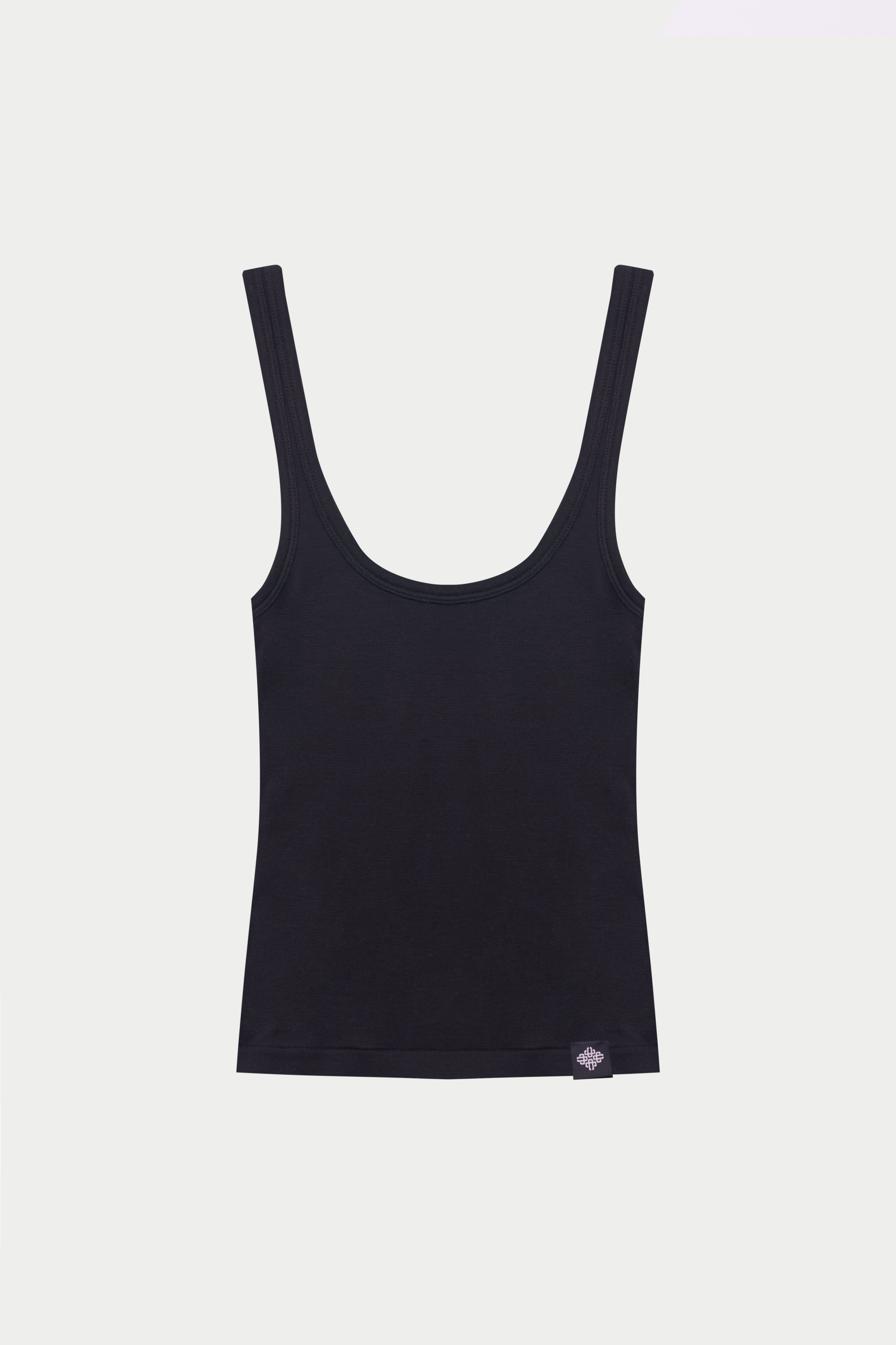 SLUB EMBLEM LABEL VEST TOP - BLACK