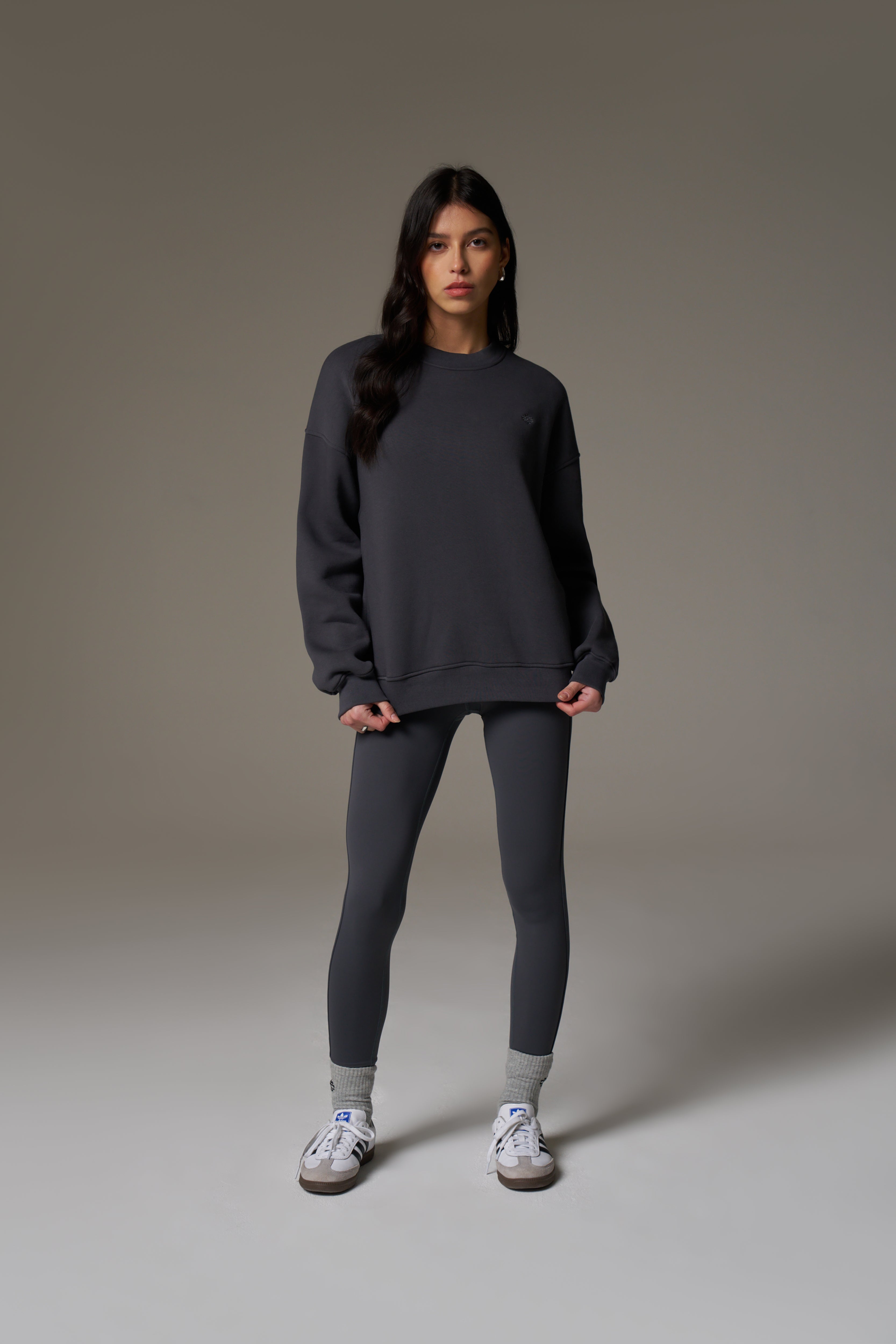 EMBLEM EMBROIDERED SWEATSHIRT - CHARCOAL