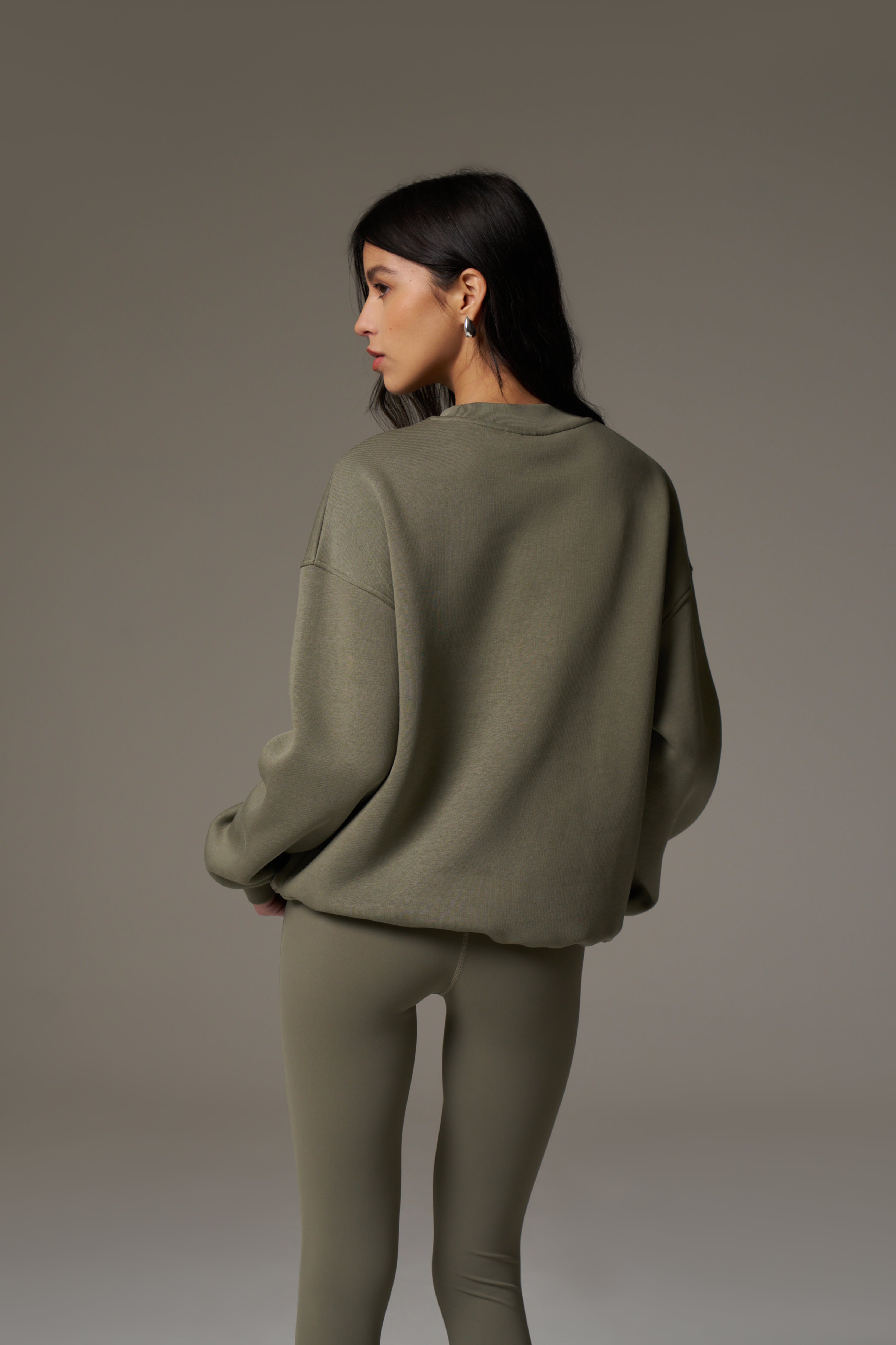EMBLEM EMBROIDERED SWEATSHIRT - KHAKI