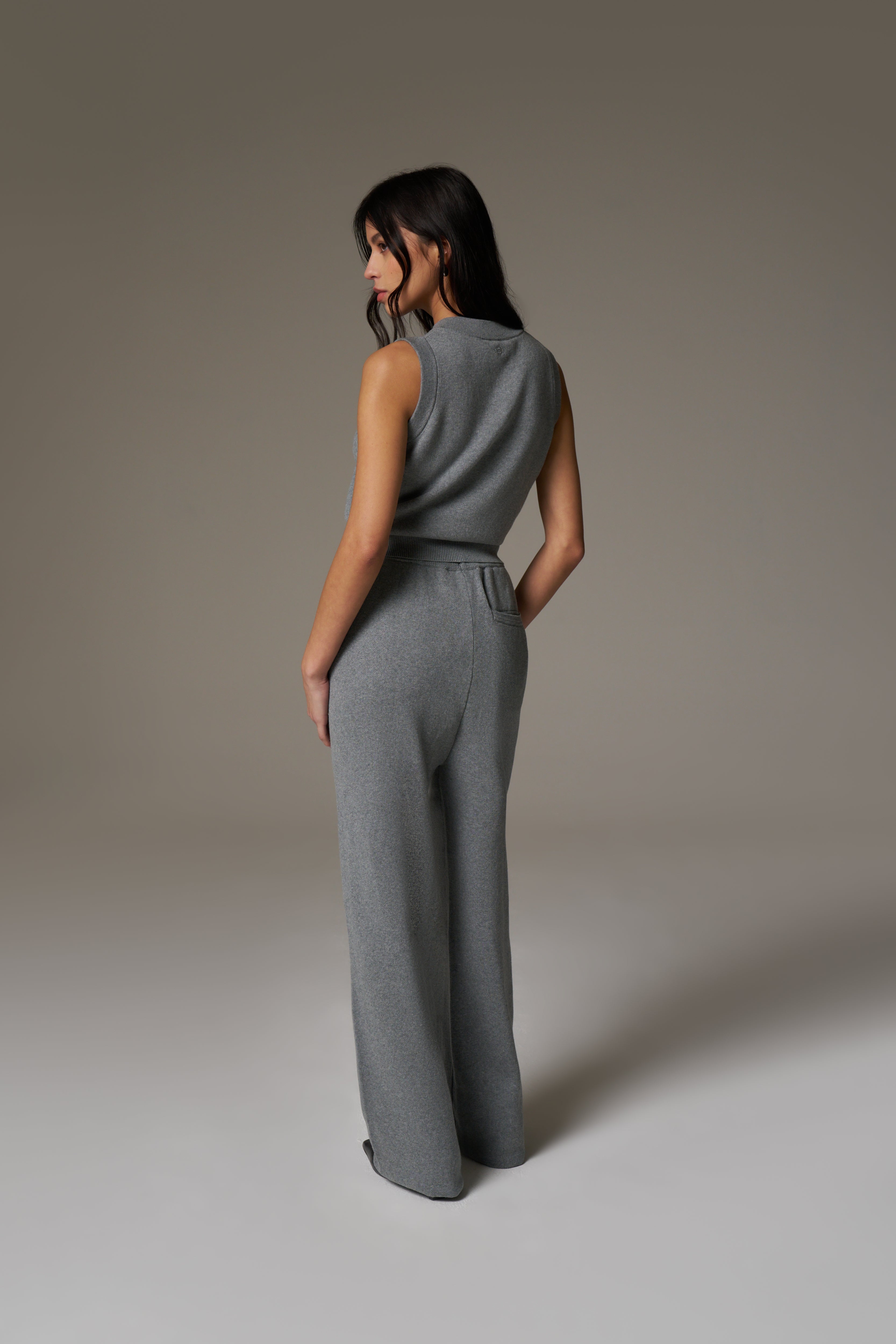 KNITTED RELAXED JOGGERS - GREY MARL