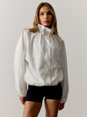 FUNNEL NECK SHELL JACKET - WHITE