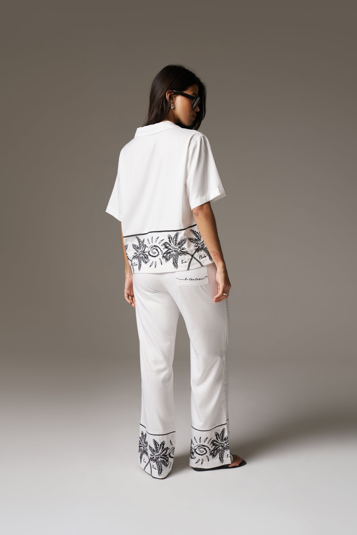 PALM EMBROIDERY SHIRT - WHITE