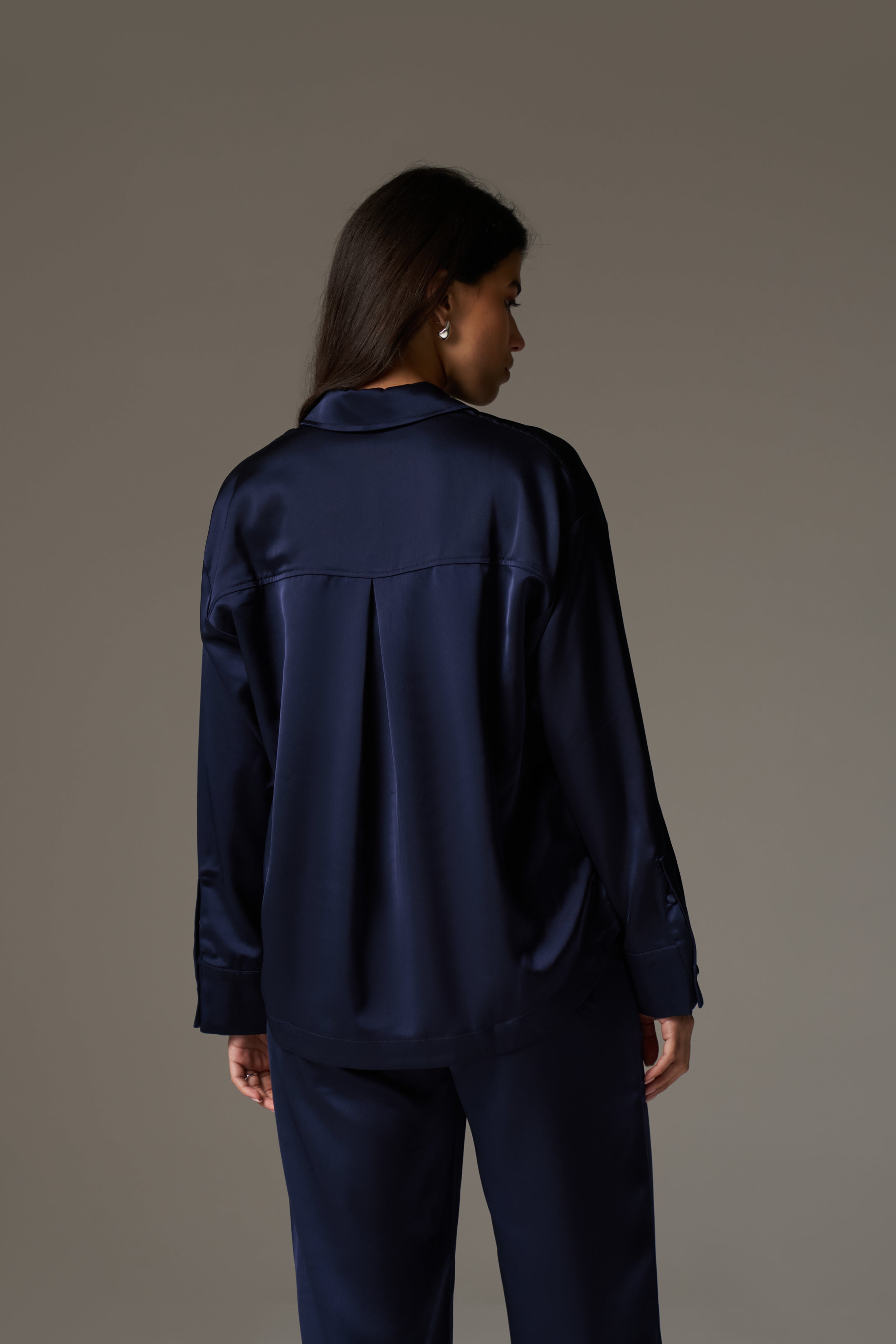 SATIN EMBLEM SHIRT - NAVY