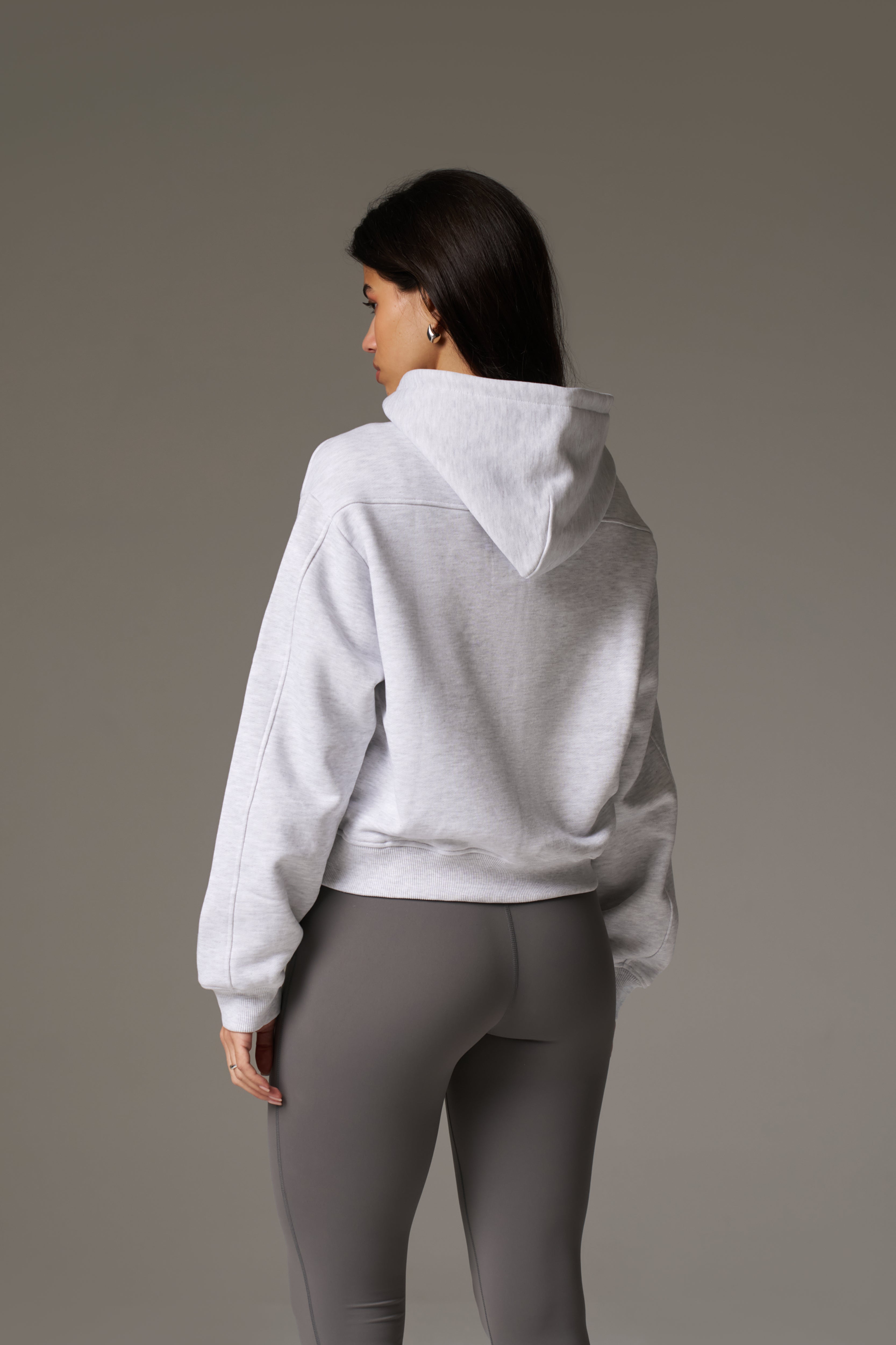 PILATES & PINOT ZIP THROUGH CROPPED HOODIE - GREY MARL | The