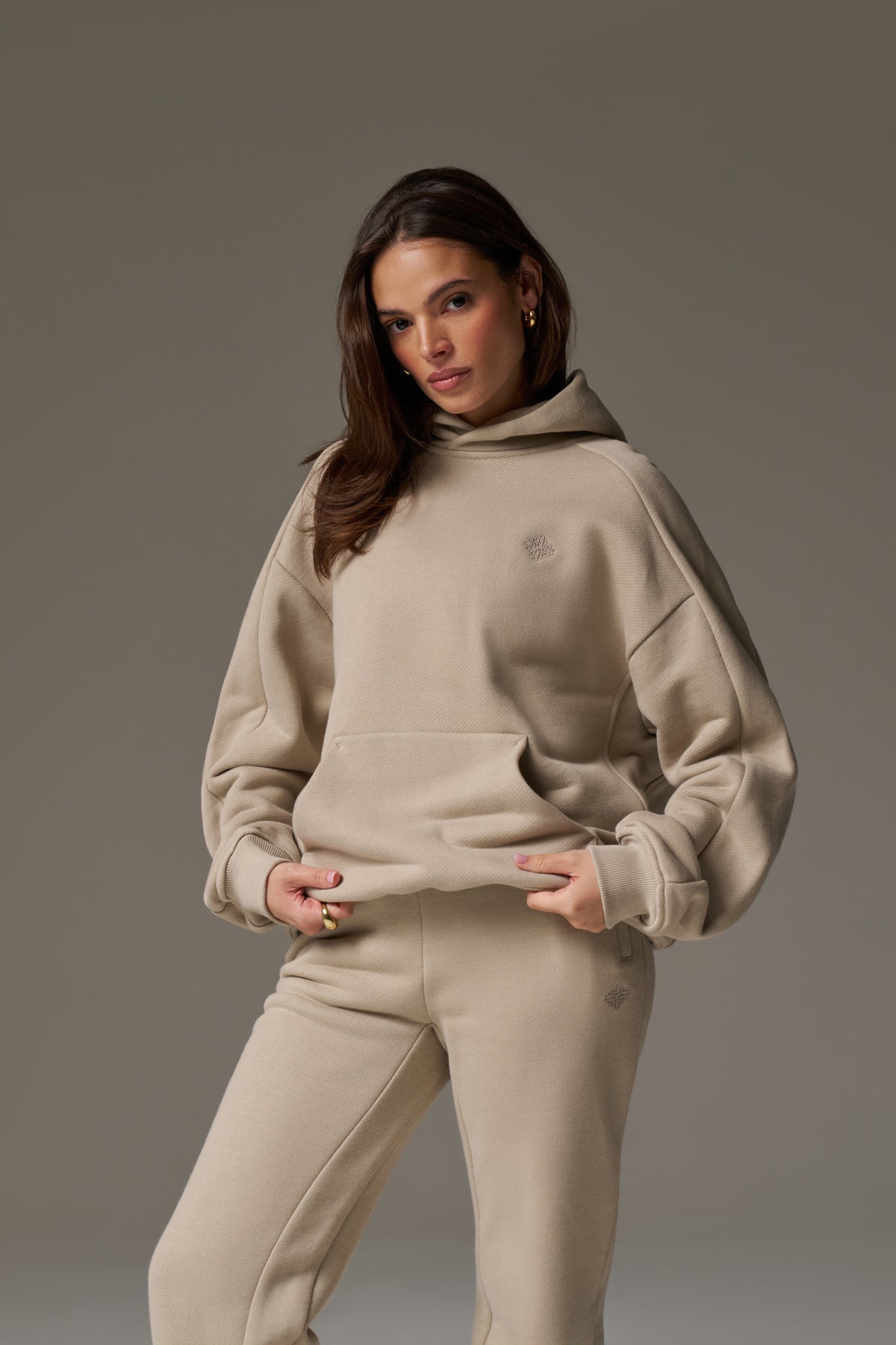 LAUNDERED CLASSICS SEAM DETAIL HOODIE - BEIGE
