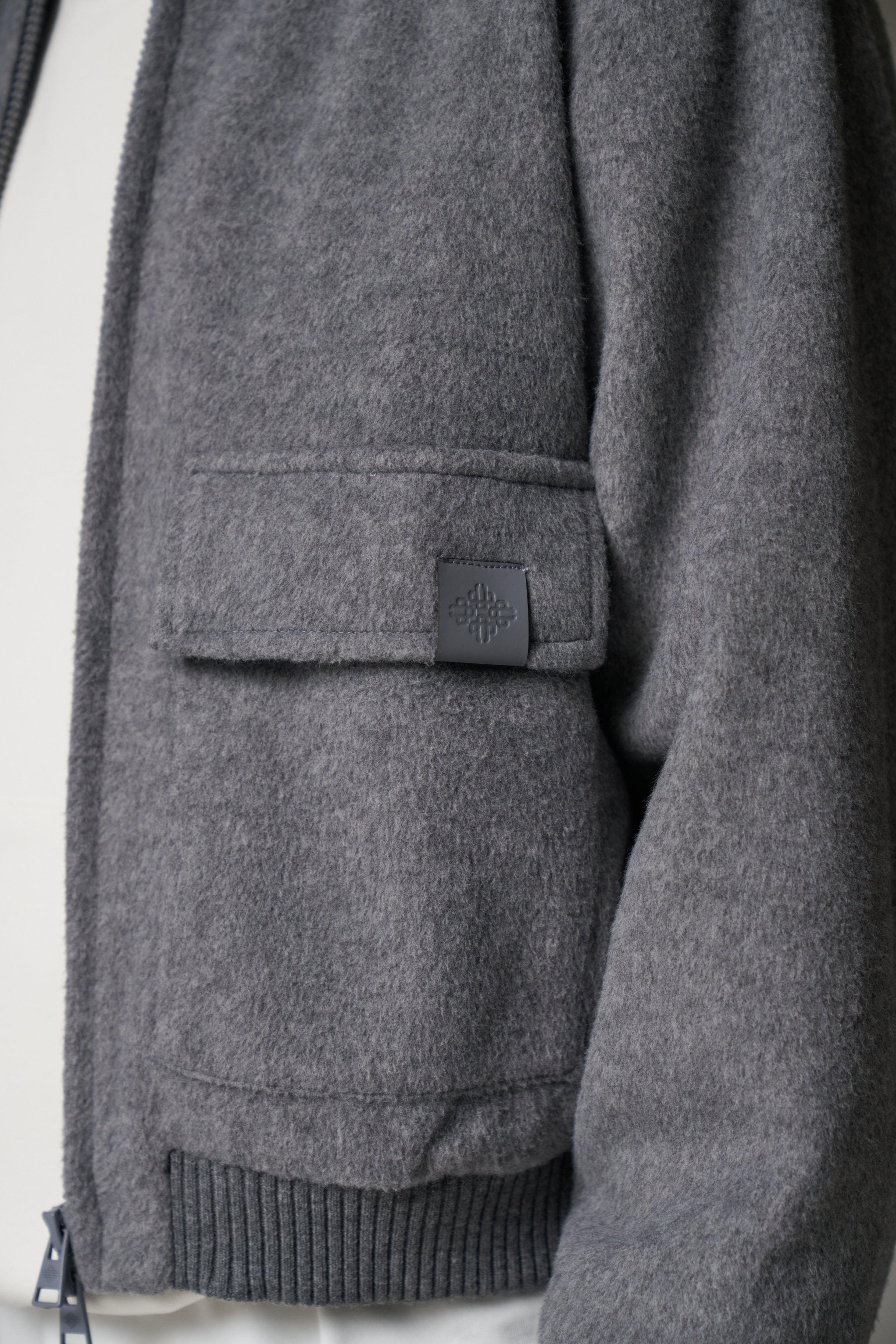 WOOL BLEND BOMBER JACKET - GREY MARL