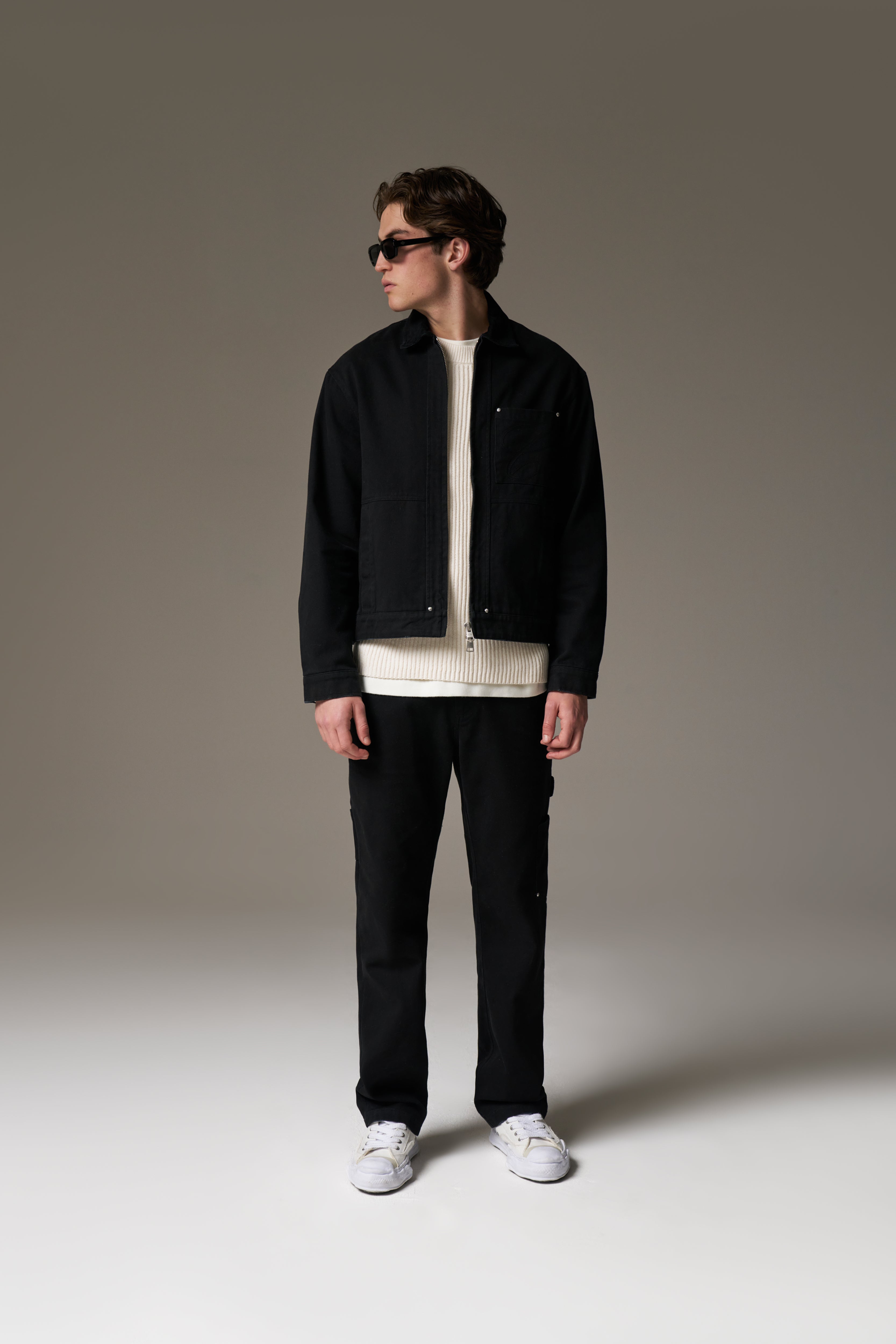 TWILL DOUBLE PATCH TROUSER - WASHED BLACK