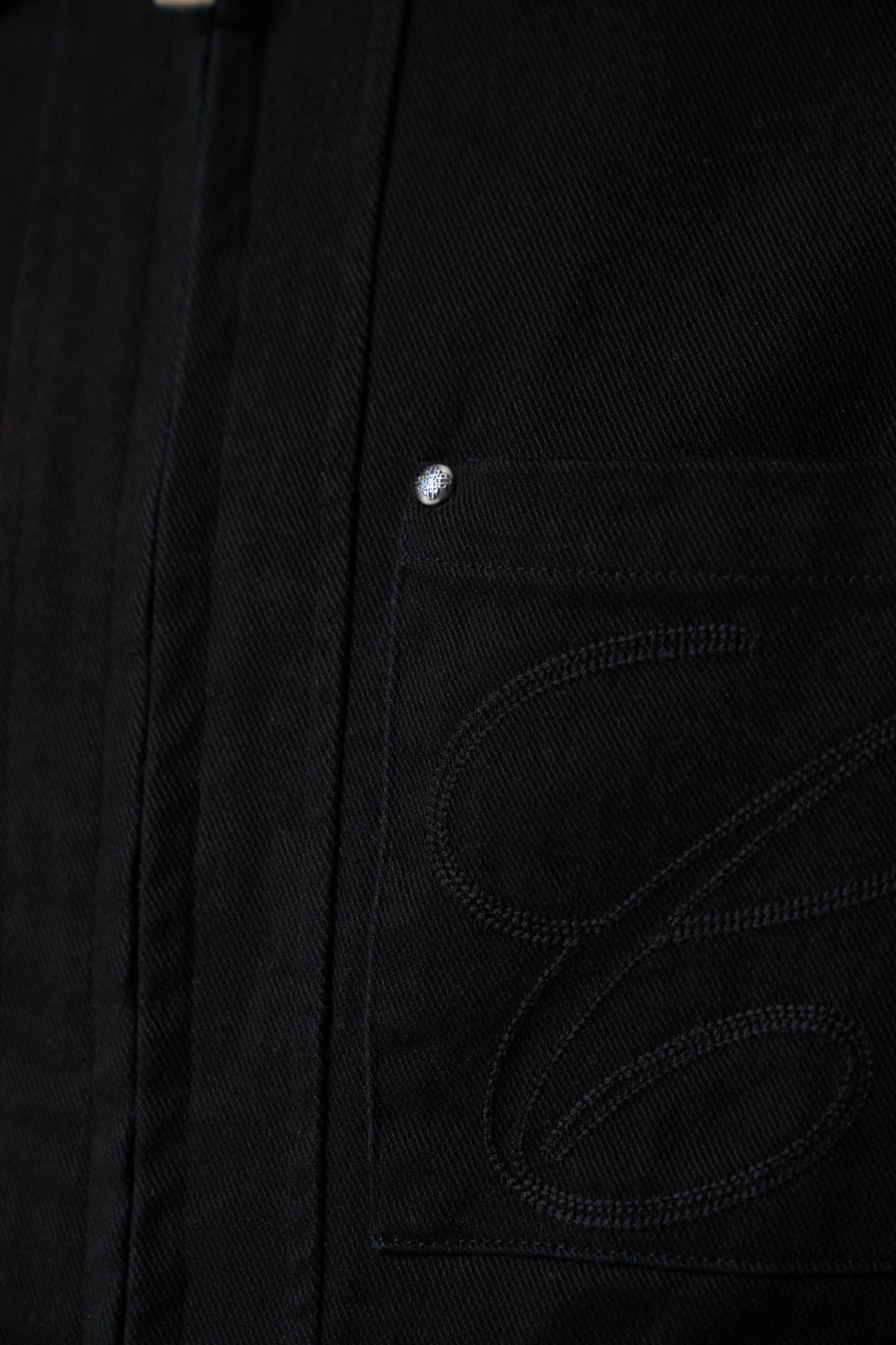 TWILL CONTRAST COLLAR JACKET - WASHED BLACK