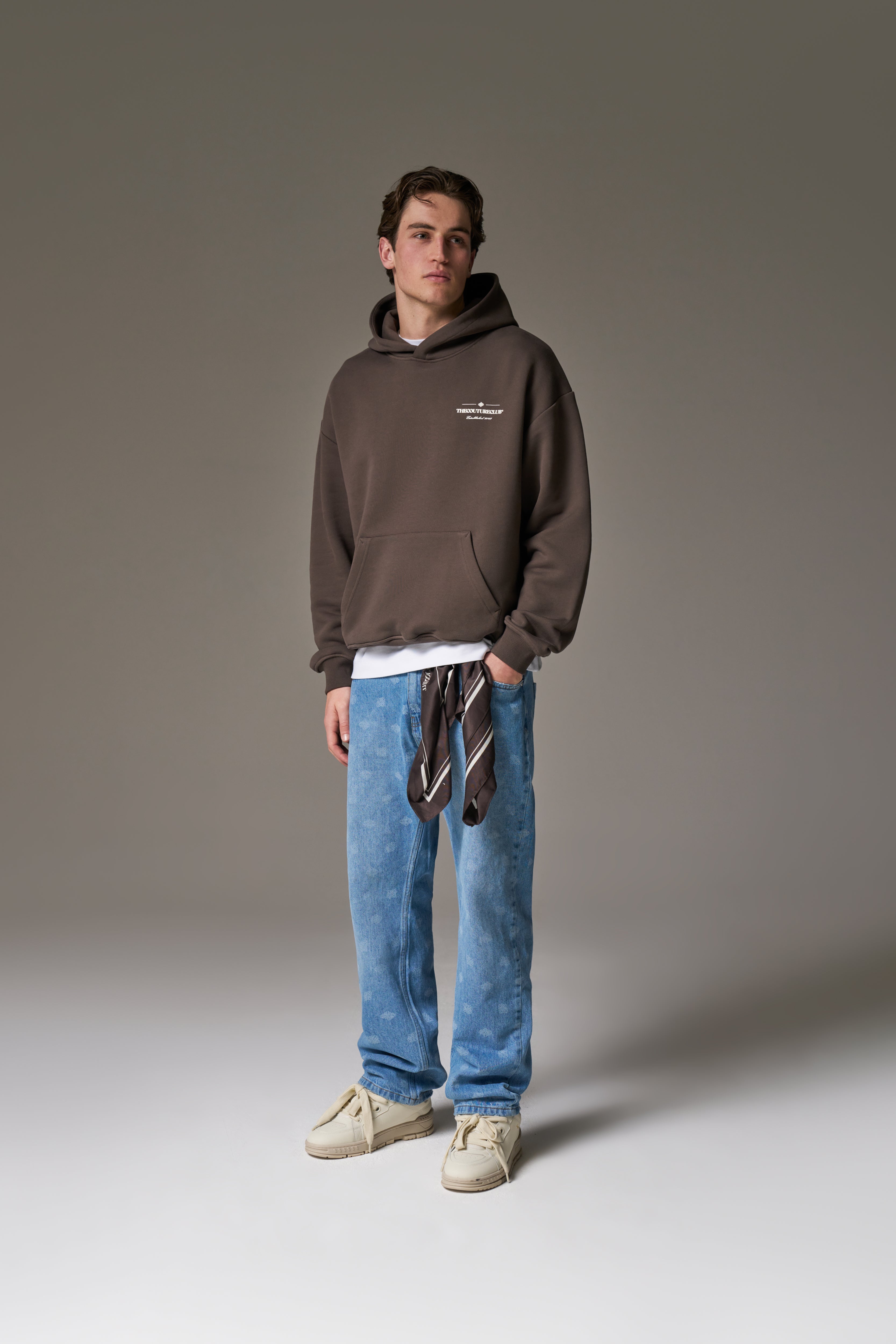 COPYRIGHT MULTI GRAPHIC HOODIE - BROWN