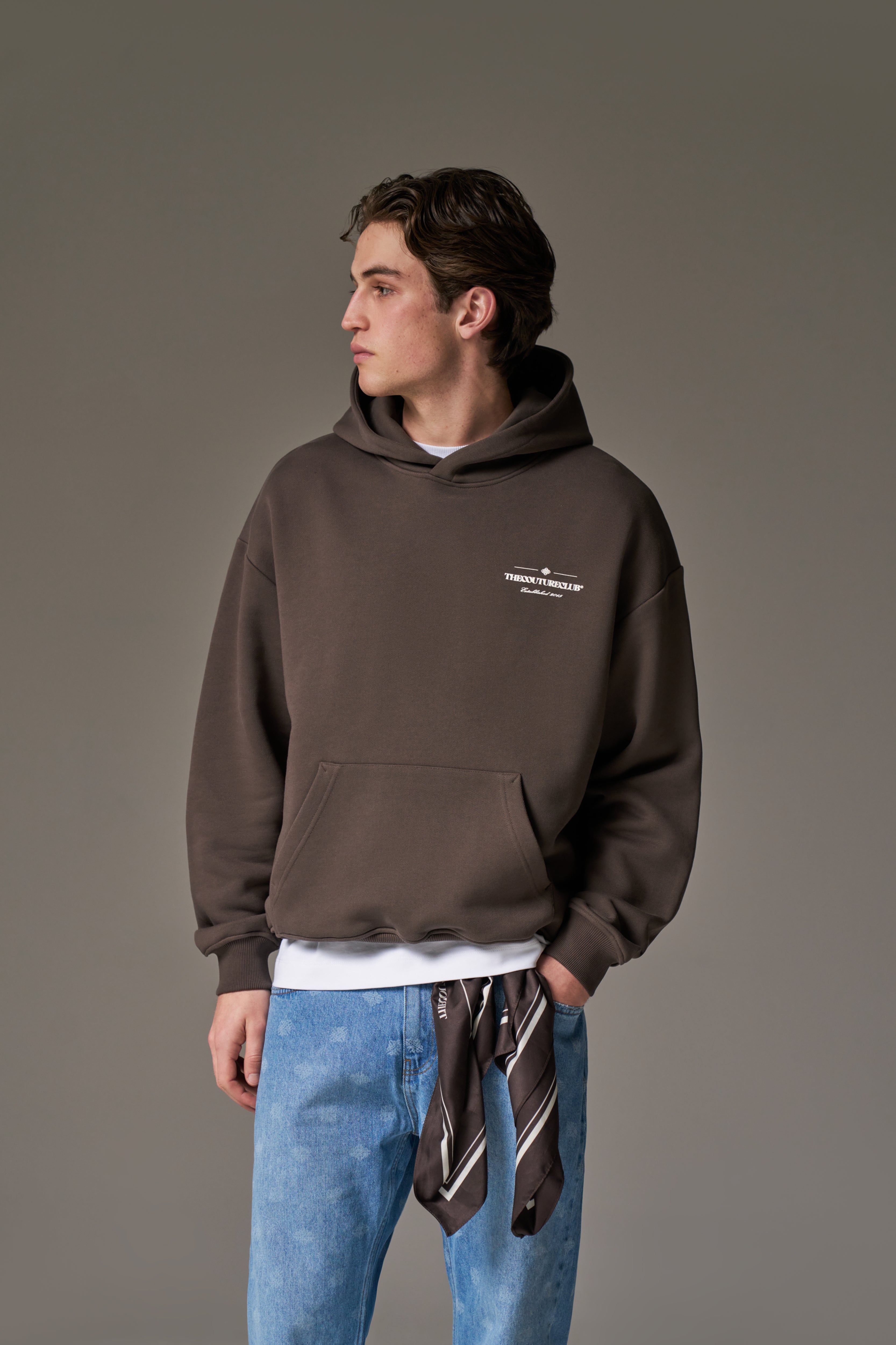 COPYRIGHT MULTI GRAPHIC HOODIE - BROWN
