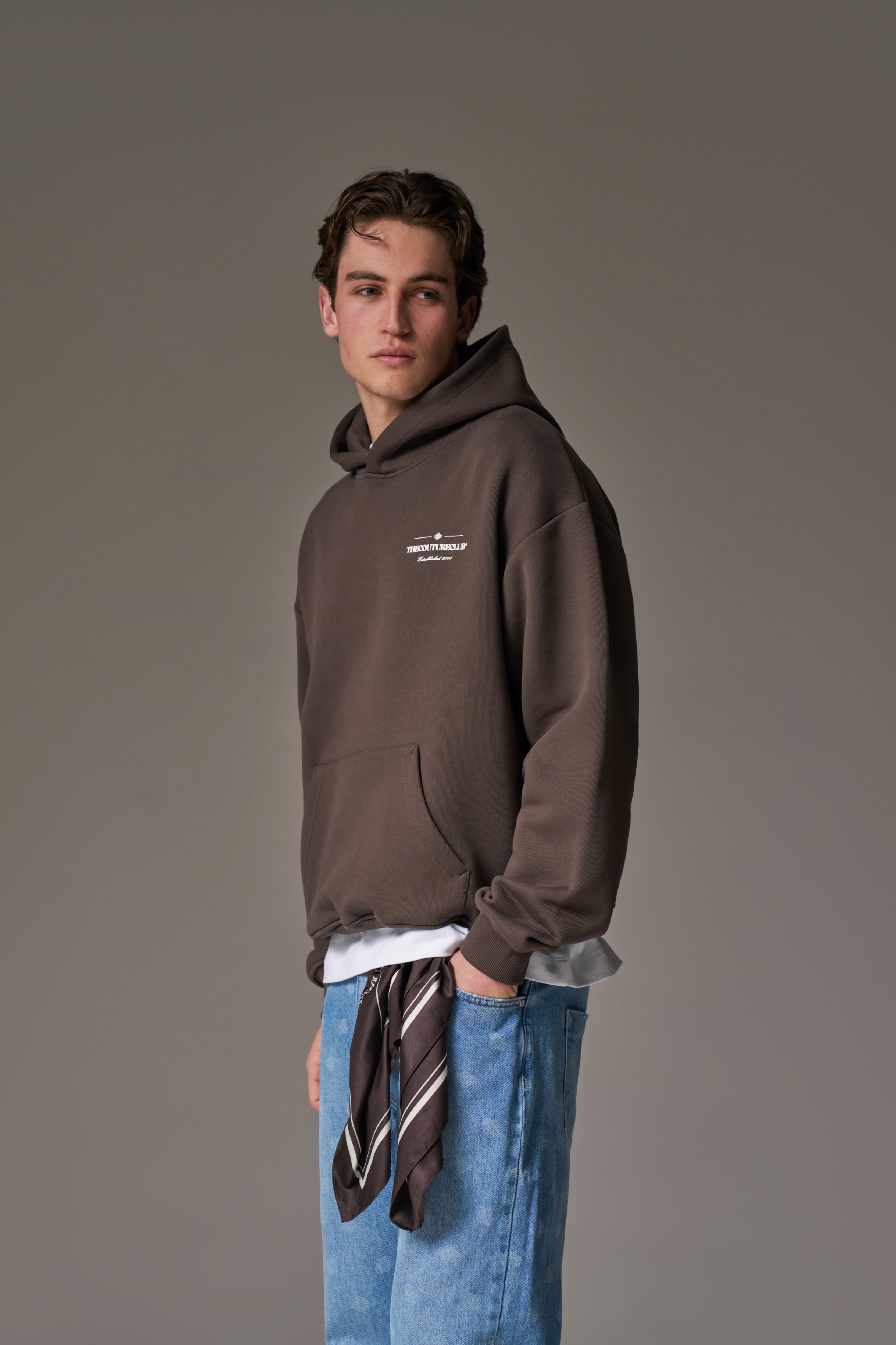 COPYRIGHT MULTI GRAPHIC HOODIE - BROWN