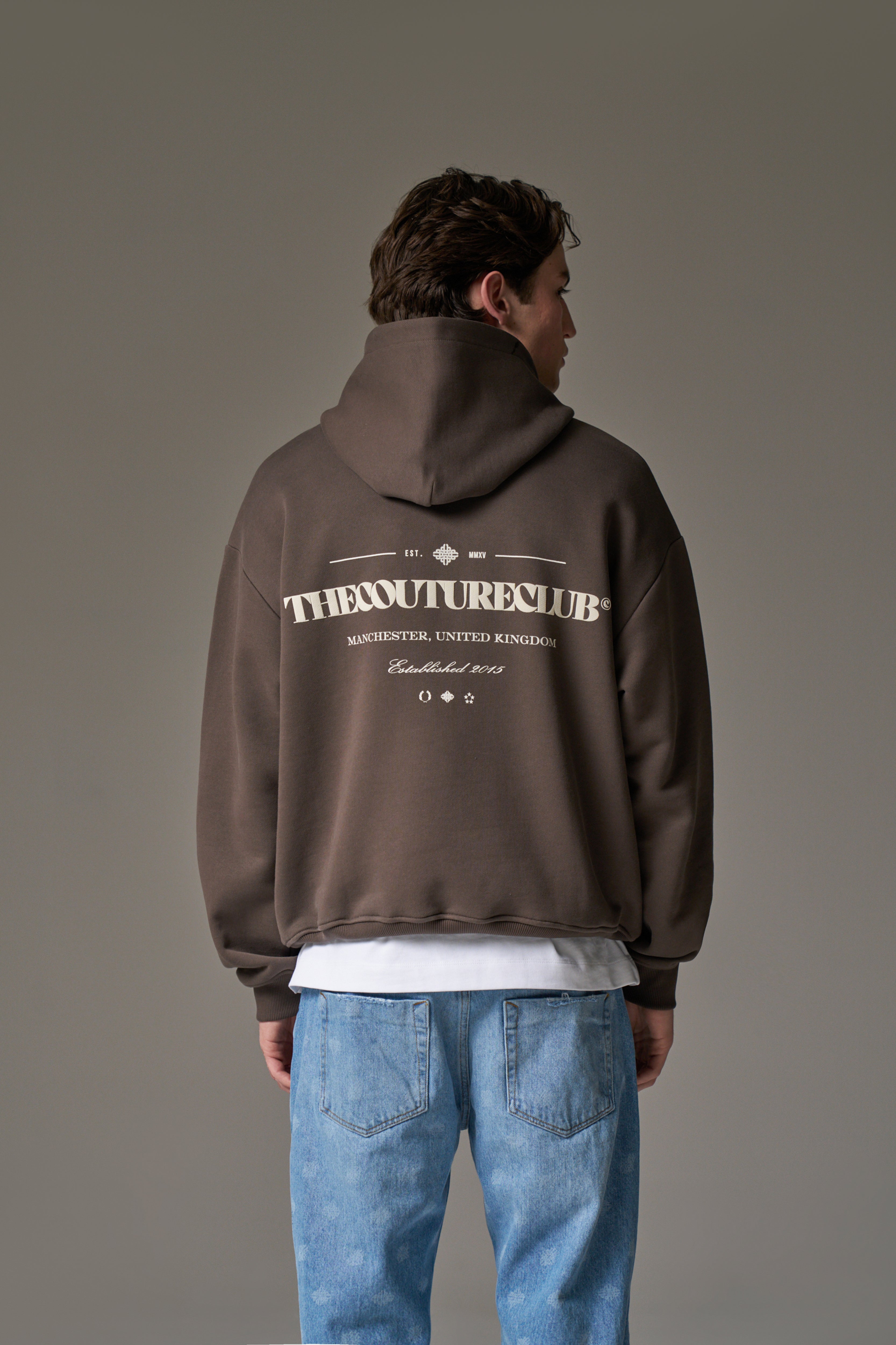 COPYRIGHT MULTI GRAPHIC HOODIE - BROWN