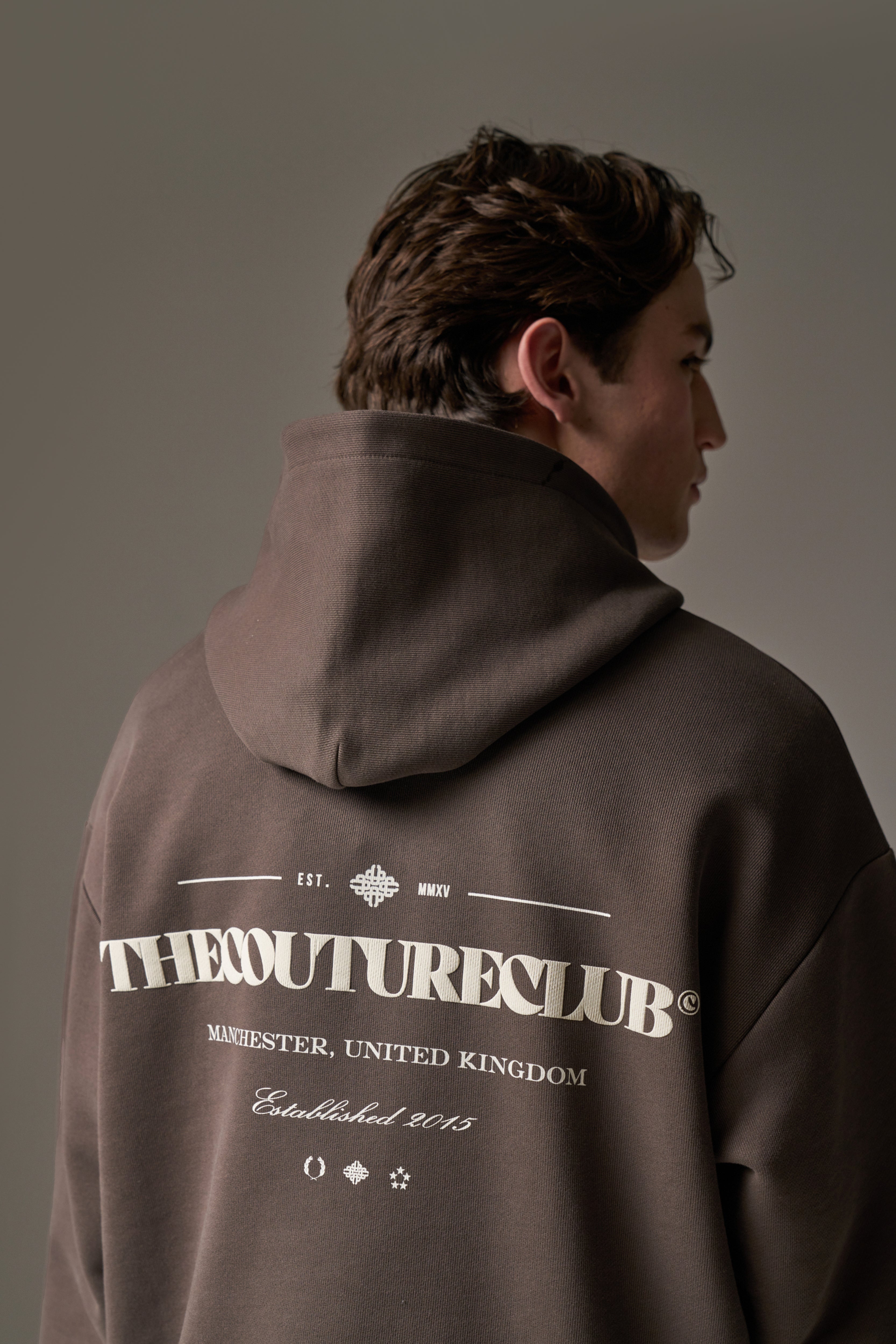 COPYRIGHT MULTI GRAPHIC HOODIE - BROWN
