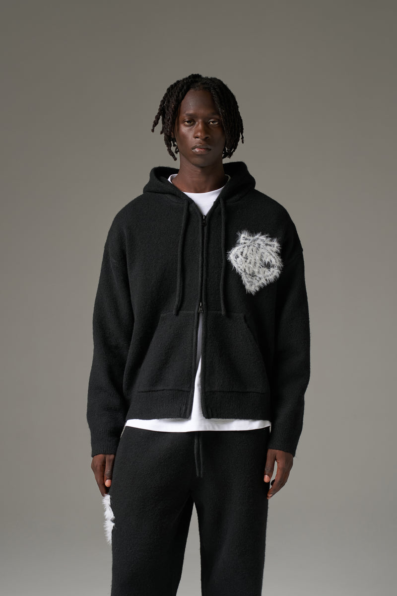 MONOGRAM BLACK ZIPPER HOODIE