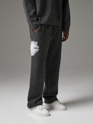 MONOGRAM FLUFFY KNIT JOGGERS - CHARCOAL