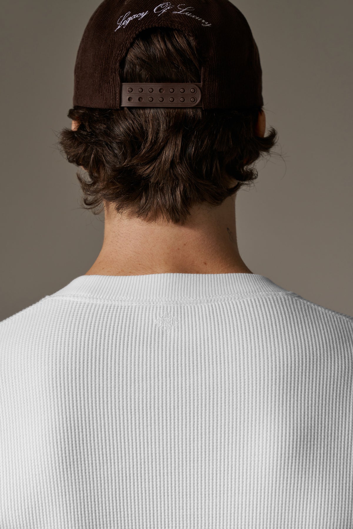 WAFFLE LONG SLEEVE T-SHIRT - WHITE