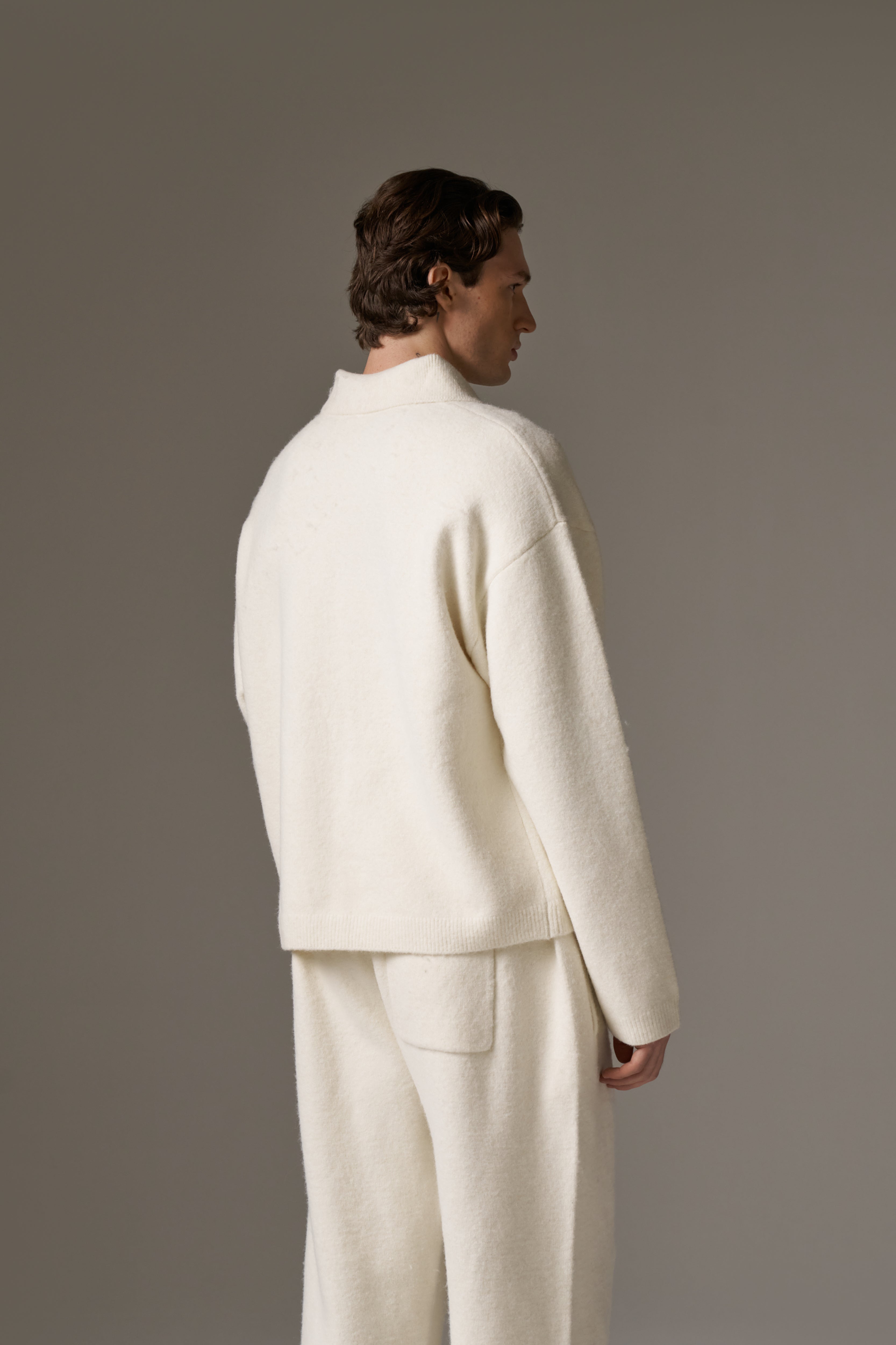 MONOGRAM KNITTED POLO TOP - OFF WHITE