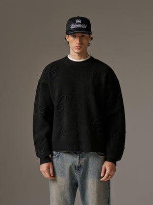 SCRIPT APPLIQUE JUMPER - BLACK
