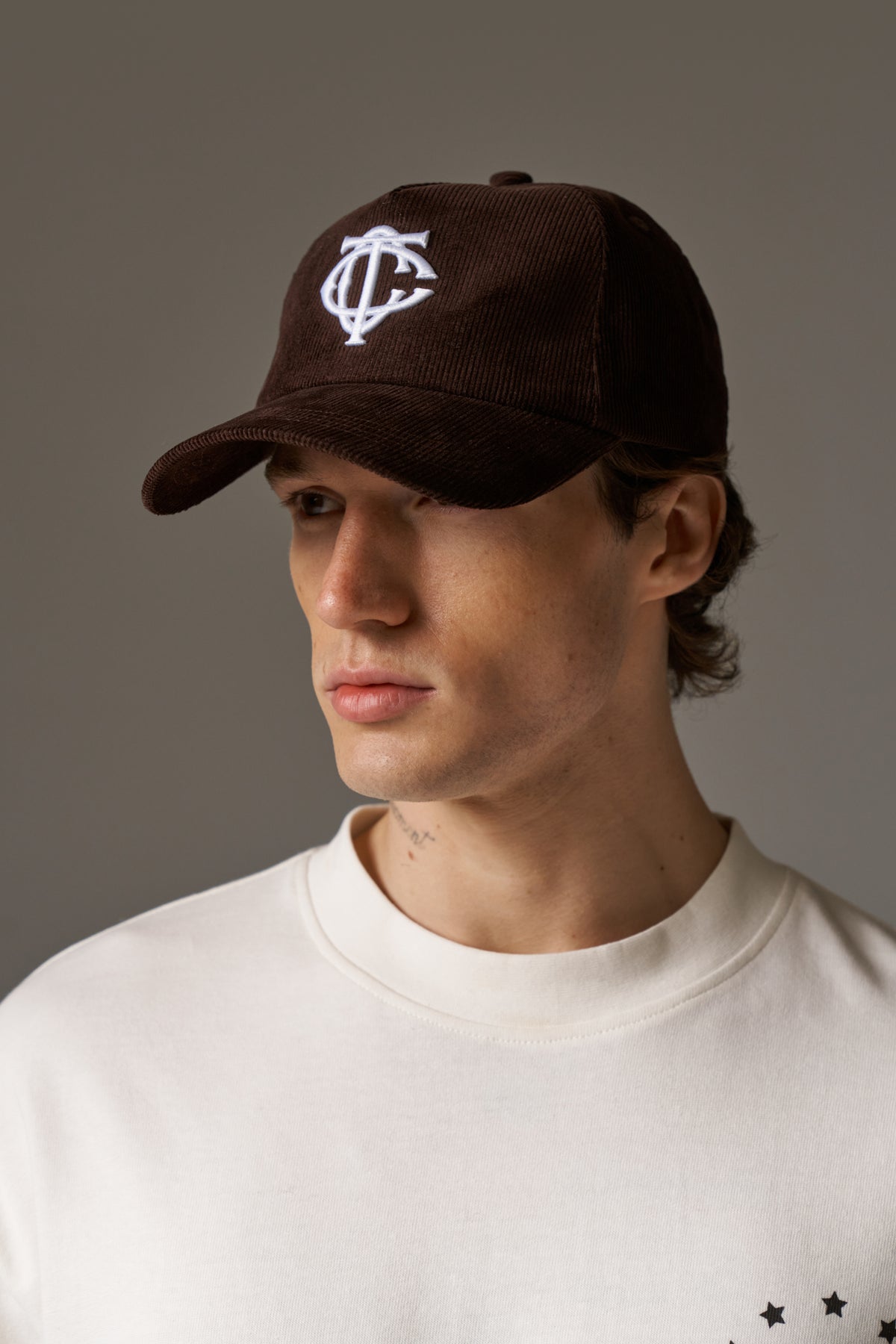MONOGRAM CORD CAP - BROWN