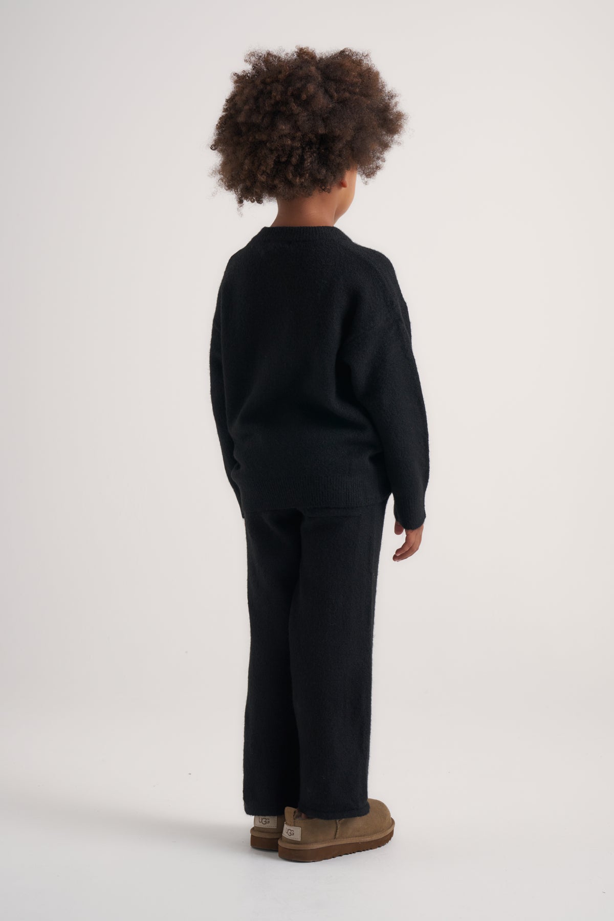 KIDS EMBLEM FLUFFY KNIT JOGGERS - BLACK