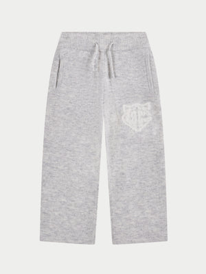 KIDS MONOGRAM EMBLEM FLUFFY KNIT JOGGERS - GREY MARL