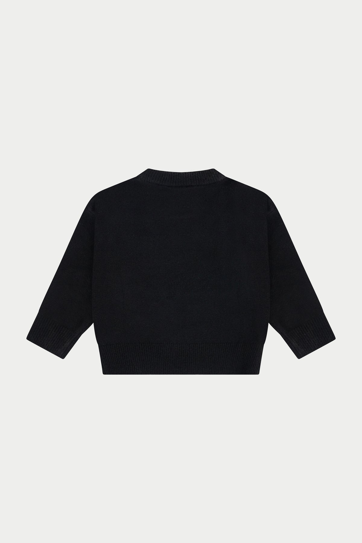 KIDS MONOGRAM FLUFFY KNIT CREW - BLACK