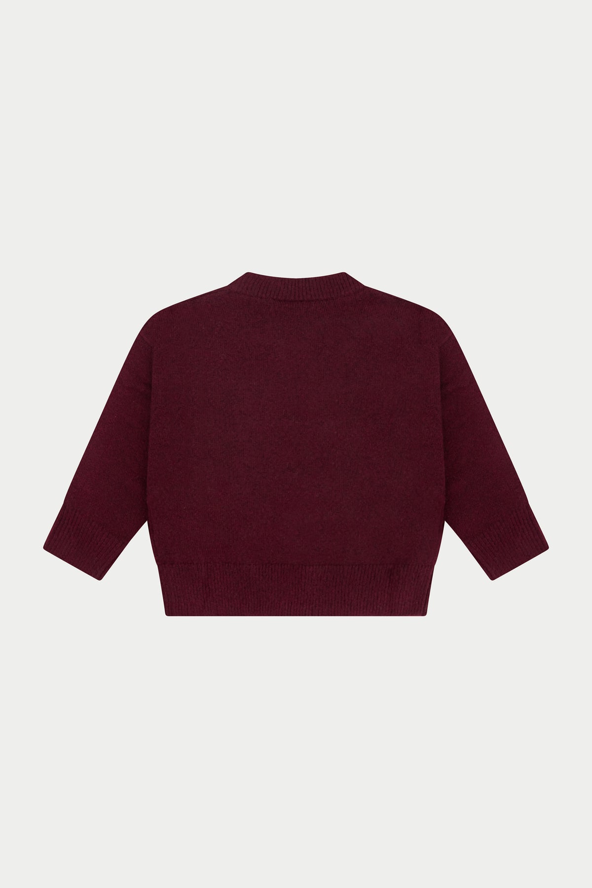 JUNIOR MONOGRAM FLUFFY KNIT CREW - BURGUNDY