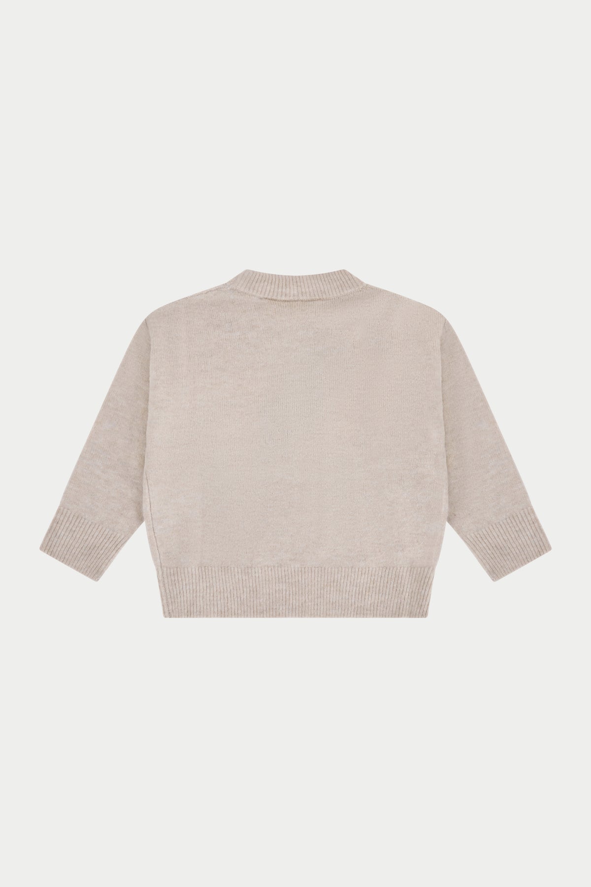 KIDS MONOGRAM FLUFFY KNIT CREW - BEIGE