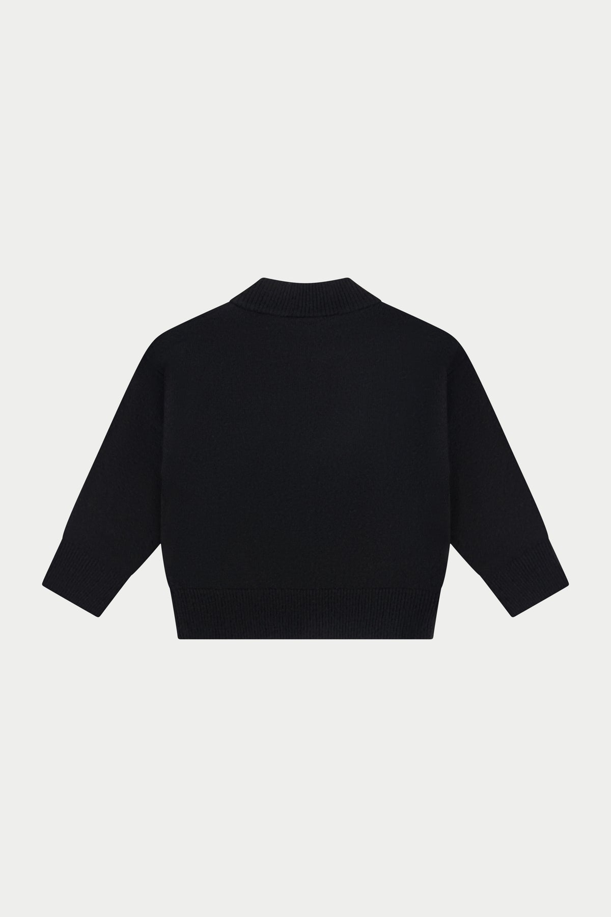 KIDS MONOGRAM FLUFFY KNIT ZIP THROUGH - BLACK