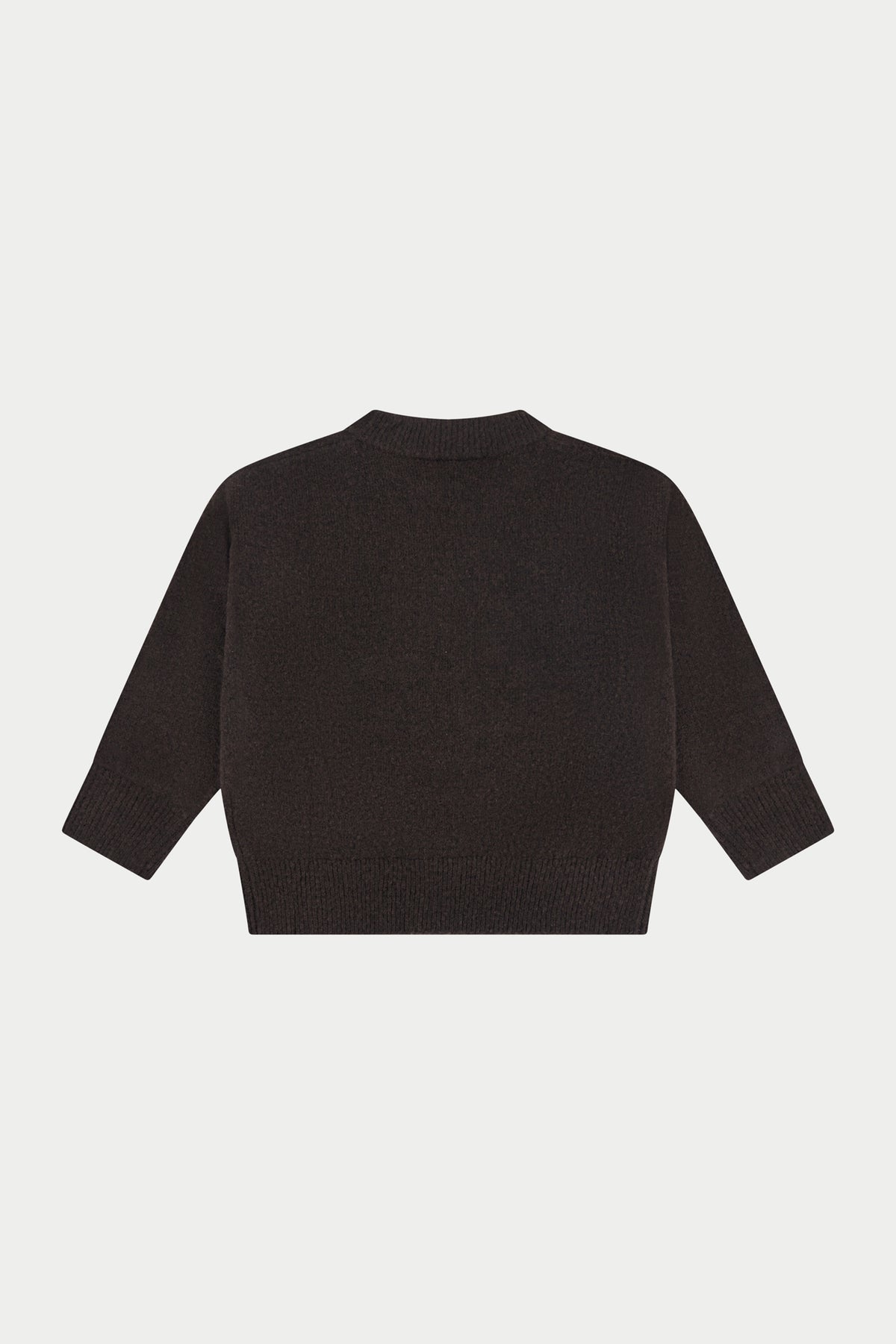 JUNIOR MONOGRAM FLUFFY KNIT CREW - BROWN