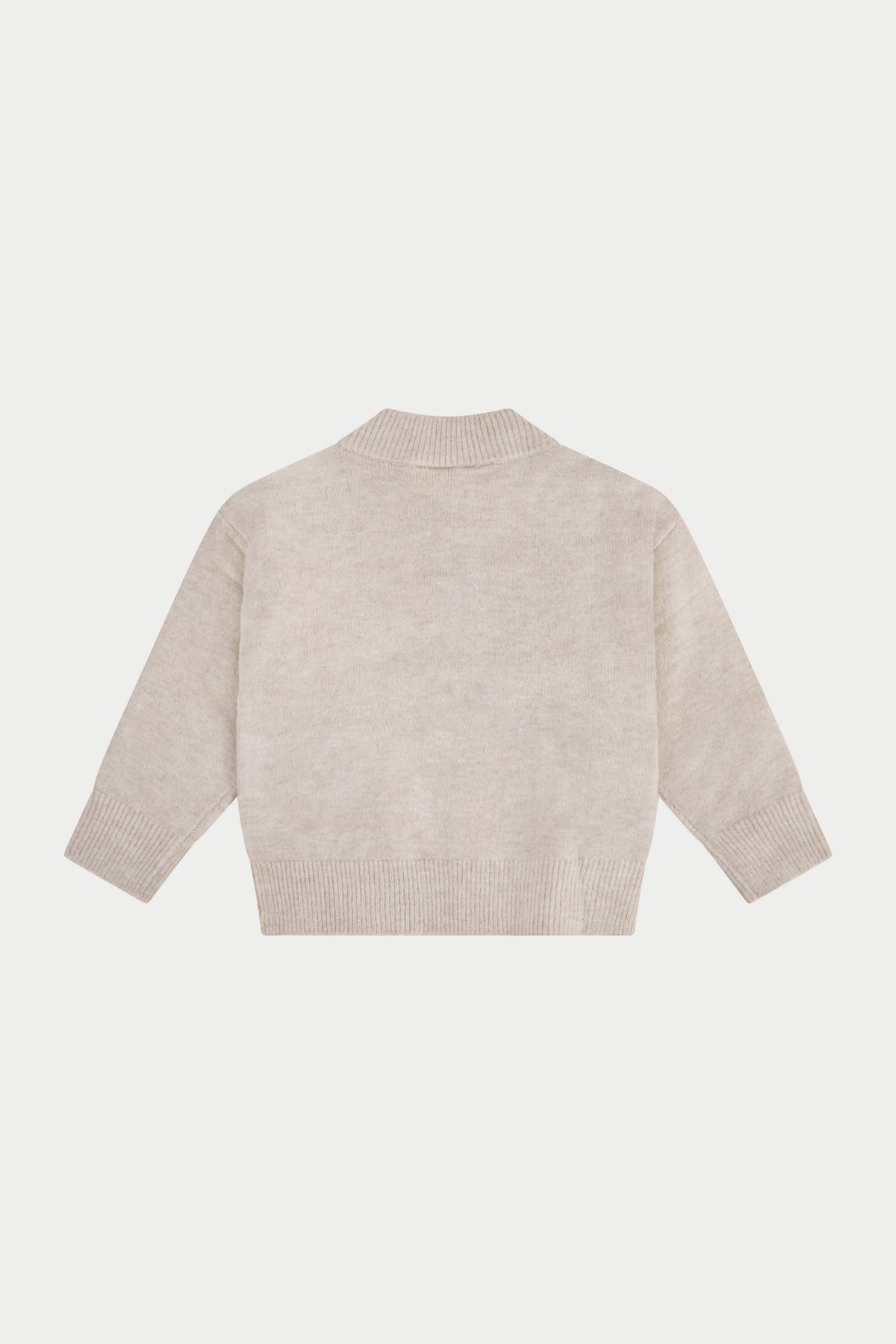 KIDS MONOGRAM FLUFFY KNIT ZIP THROUGH - BEIGE