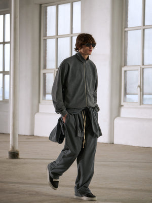 HEAVYWEIGHT WASHED RIBBED JERSEY JOGGERS - GREY