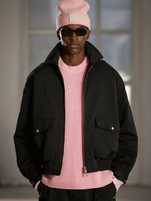 PADDED SMART FLIGHT BOMBER JACKET - BLACK